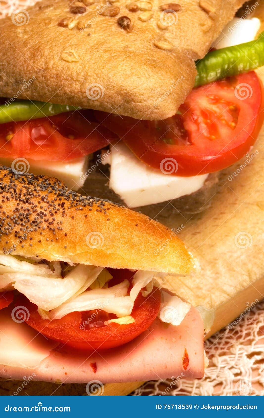 Cheese and salami sandwich stock image. Image of tomato - 76718539