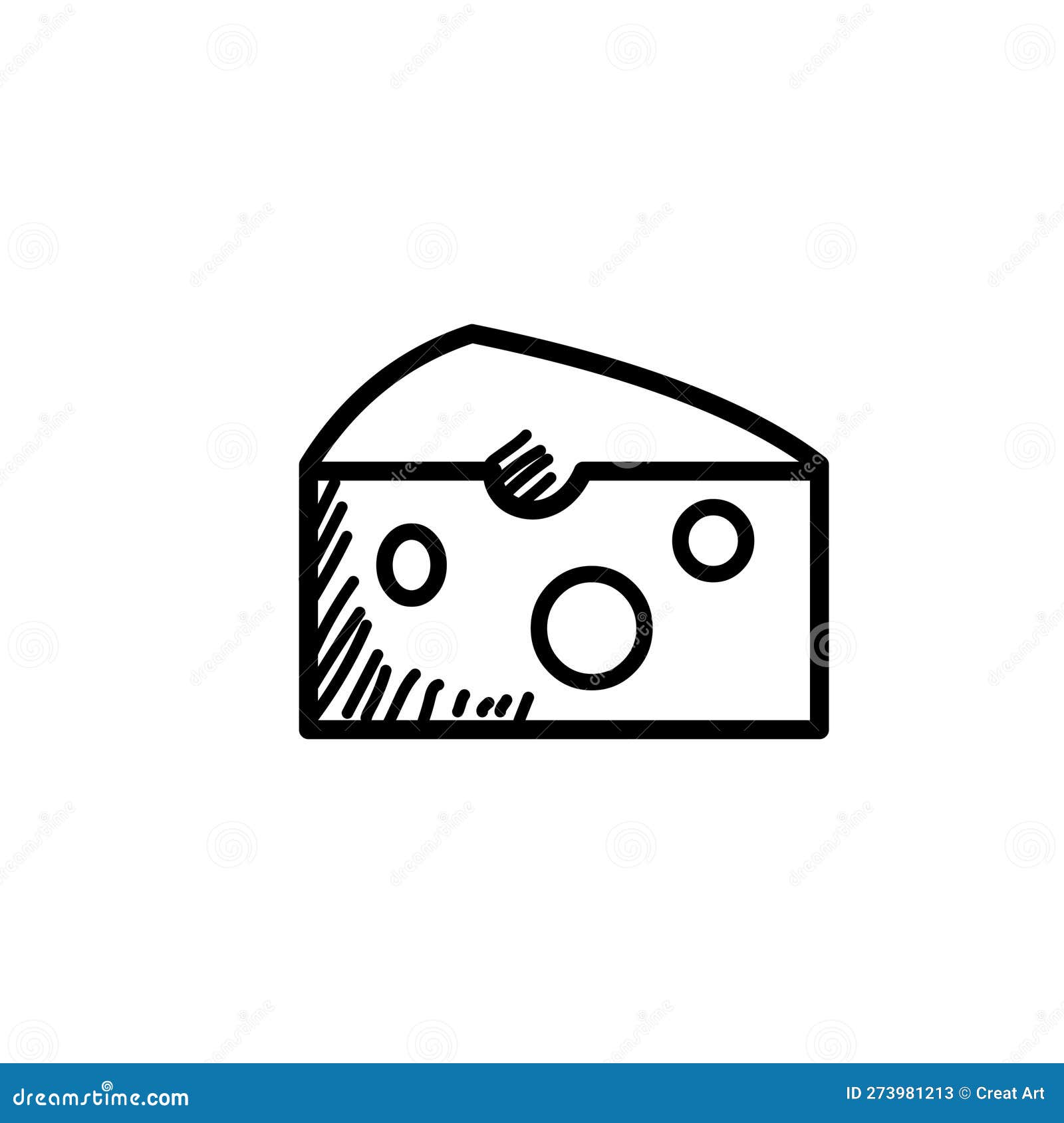 Cheese Slice Logo Icon Free Hand Drawing Vector Illustration 273981213