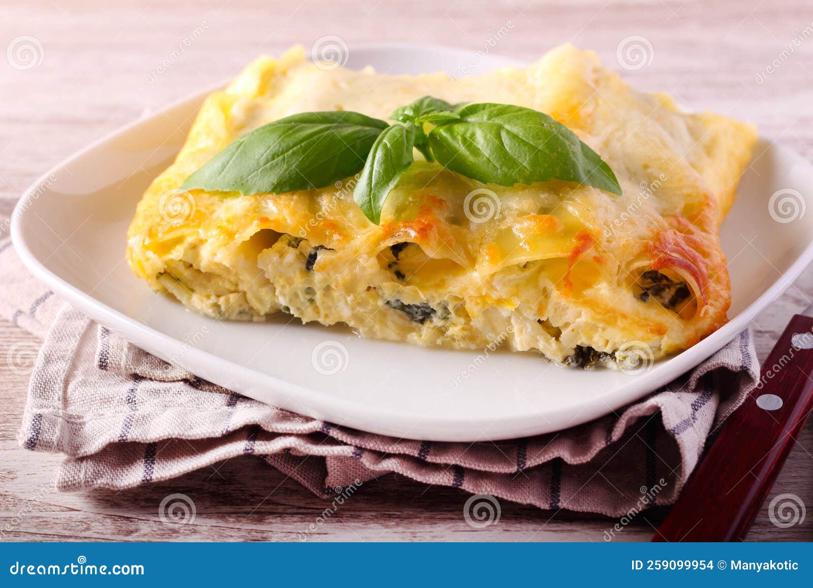 Cheese and Spinach Cannelloni Gratin Stock Photo - Image of bake, pasta