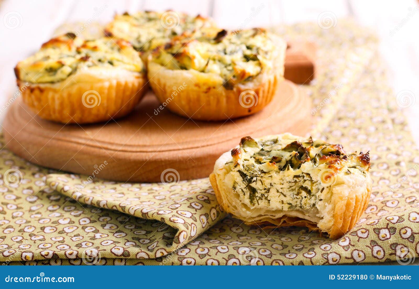 Cheese and spinach pies stock photo. Image of puff, bread - 52229180