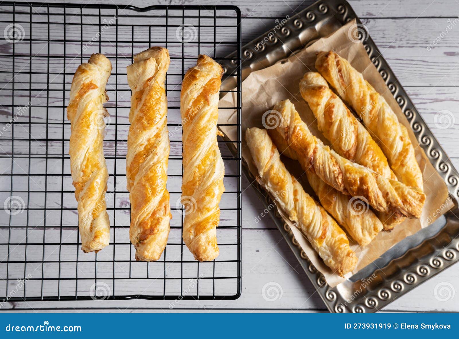 Cheese Sticks Made of Puff Pastry on a Baking Grate Stock Image Image