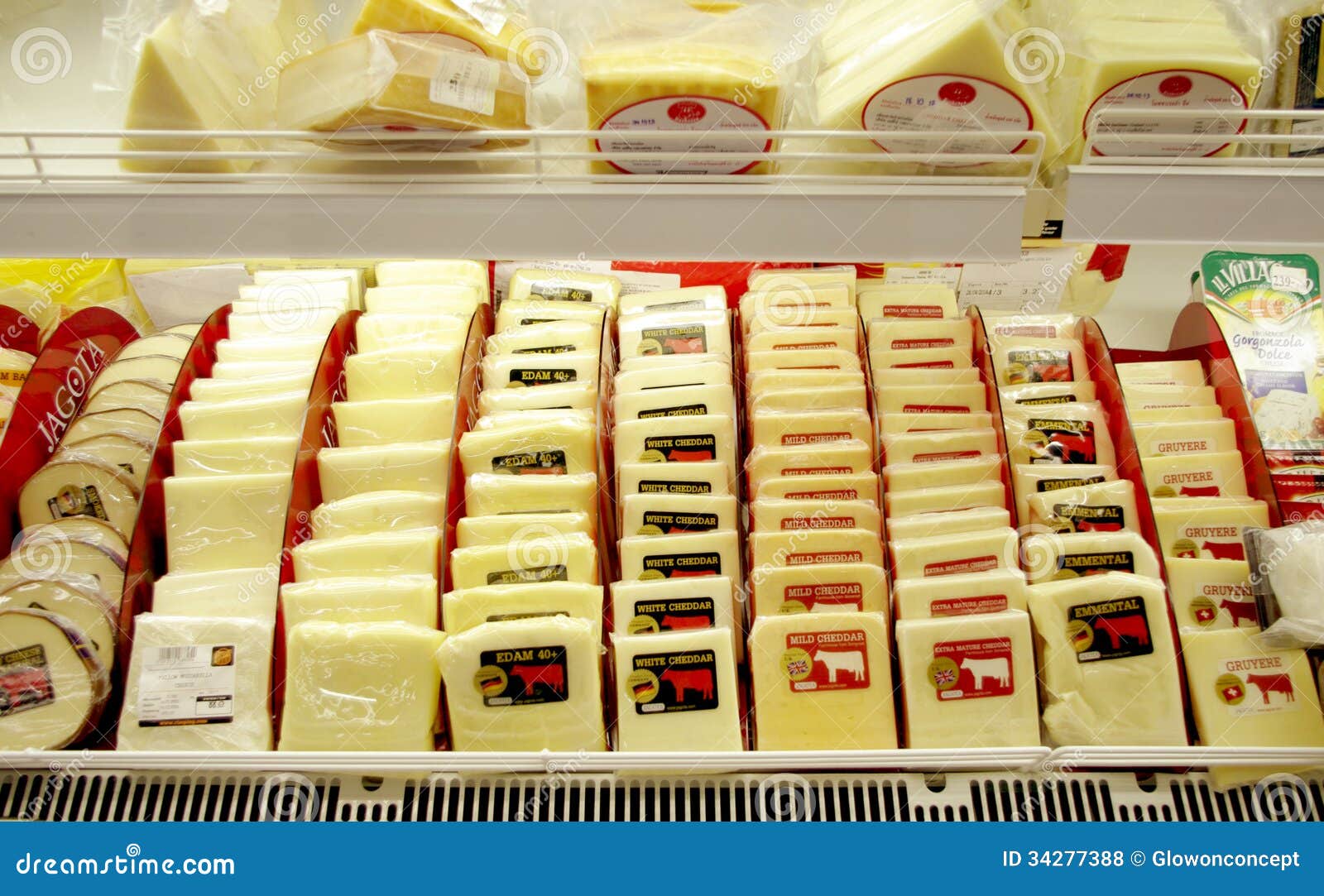 Cheese in supermarket editorial stock photo. Image of purchase 34277388