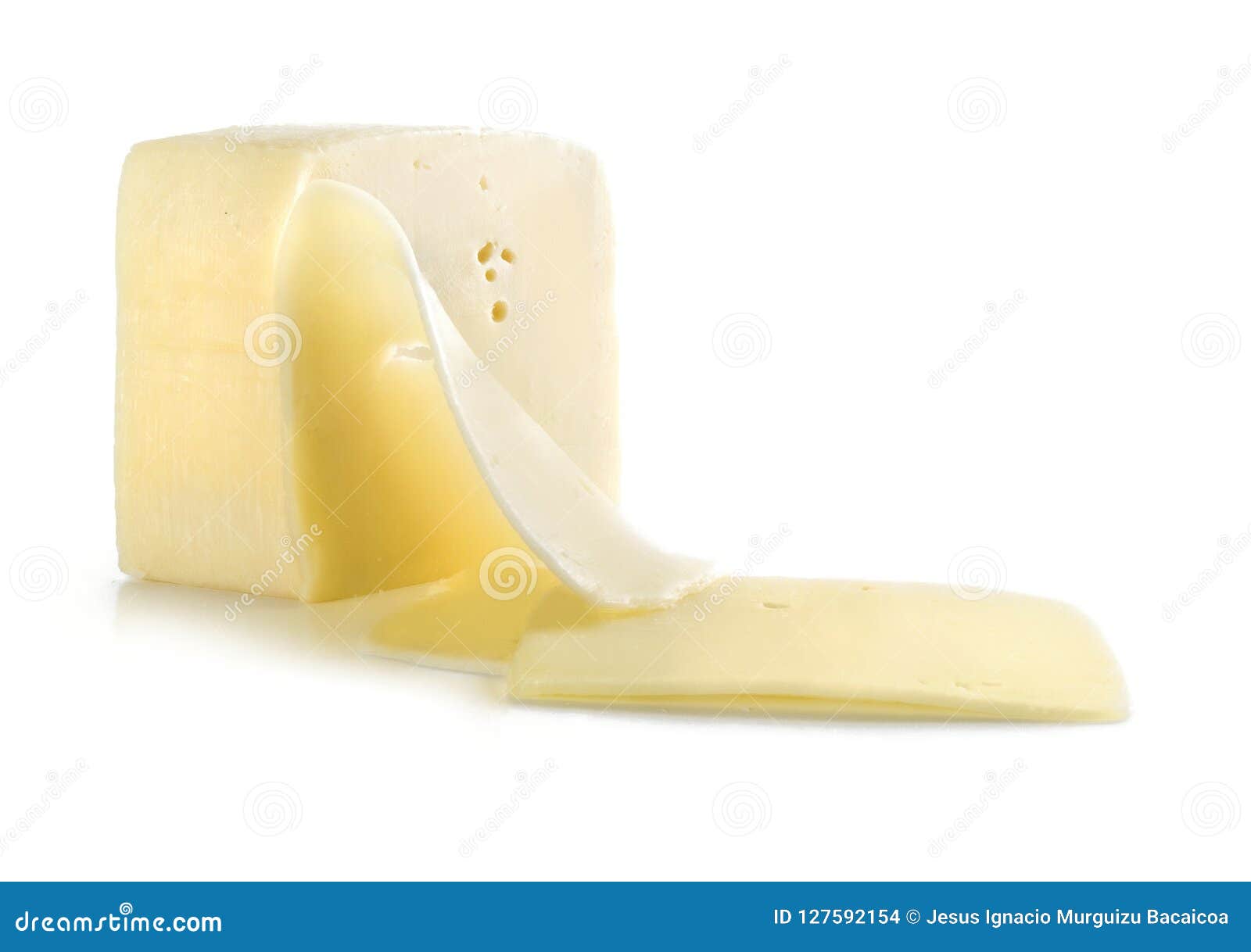 melting cheese and slices cut on a white background