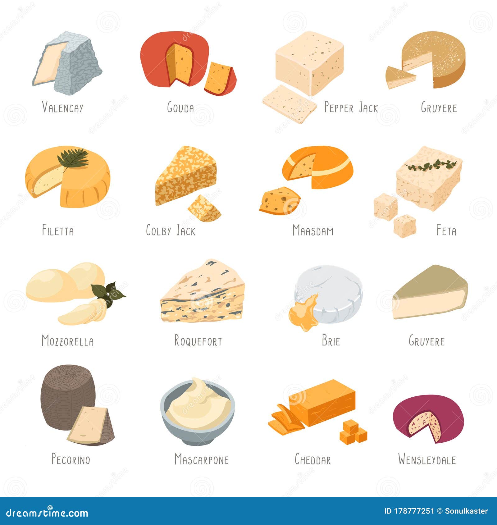 Cheese Types Collection Dairy Products Set Of Food Stock Vector cheese-types-collection-dairy-products-set-of-food-stock-vector