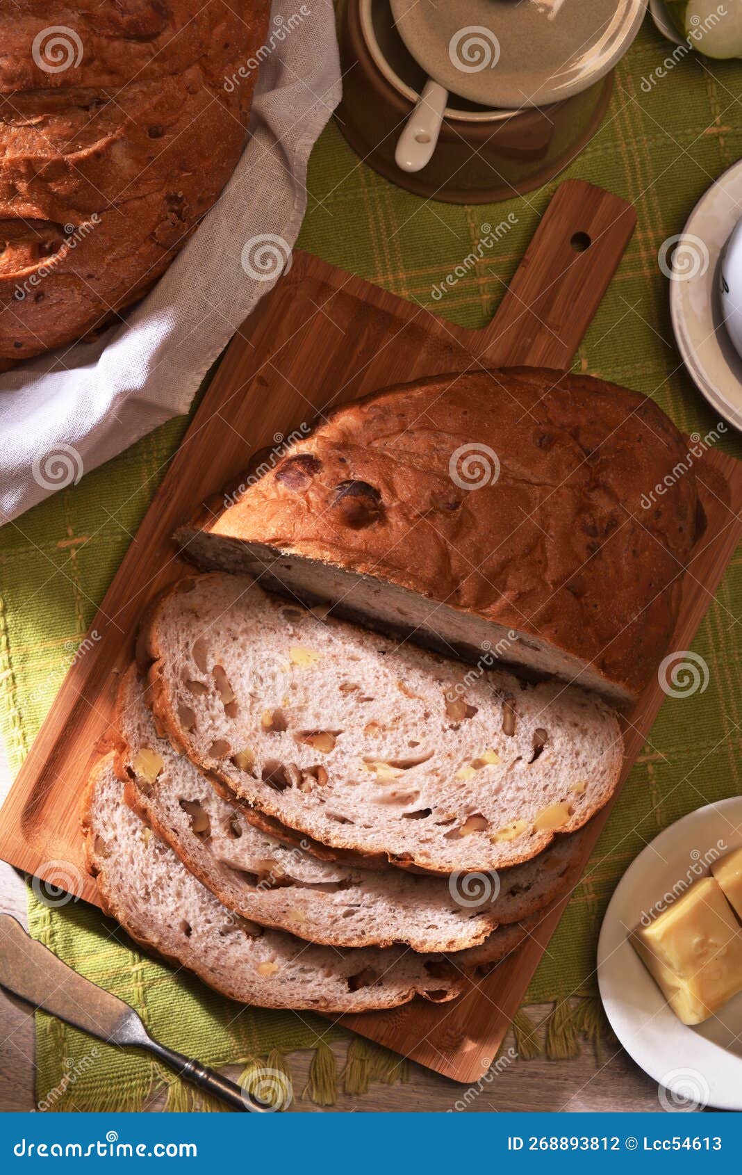 Cheese walnut bread stock photo. Image of grain, brown 268893812