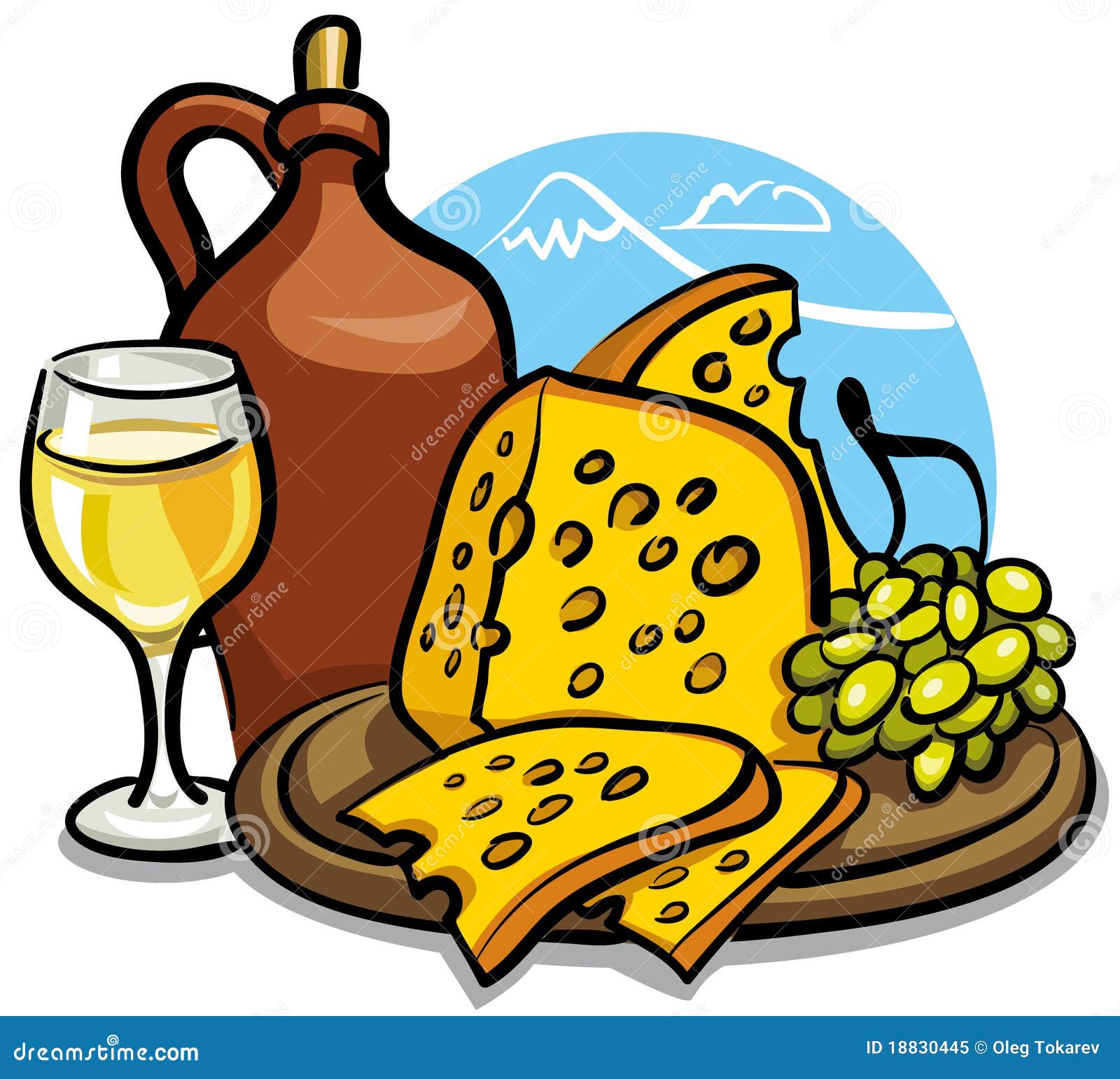Cheese and wine stock illustration. Illustration of cheese 18830445