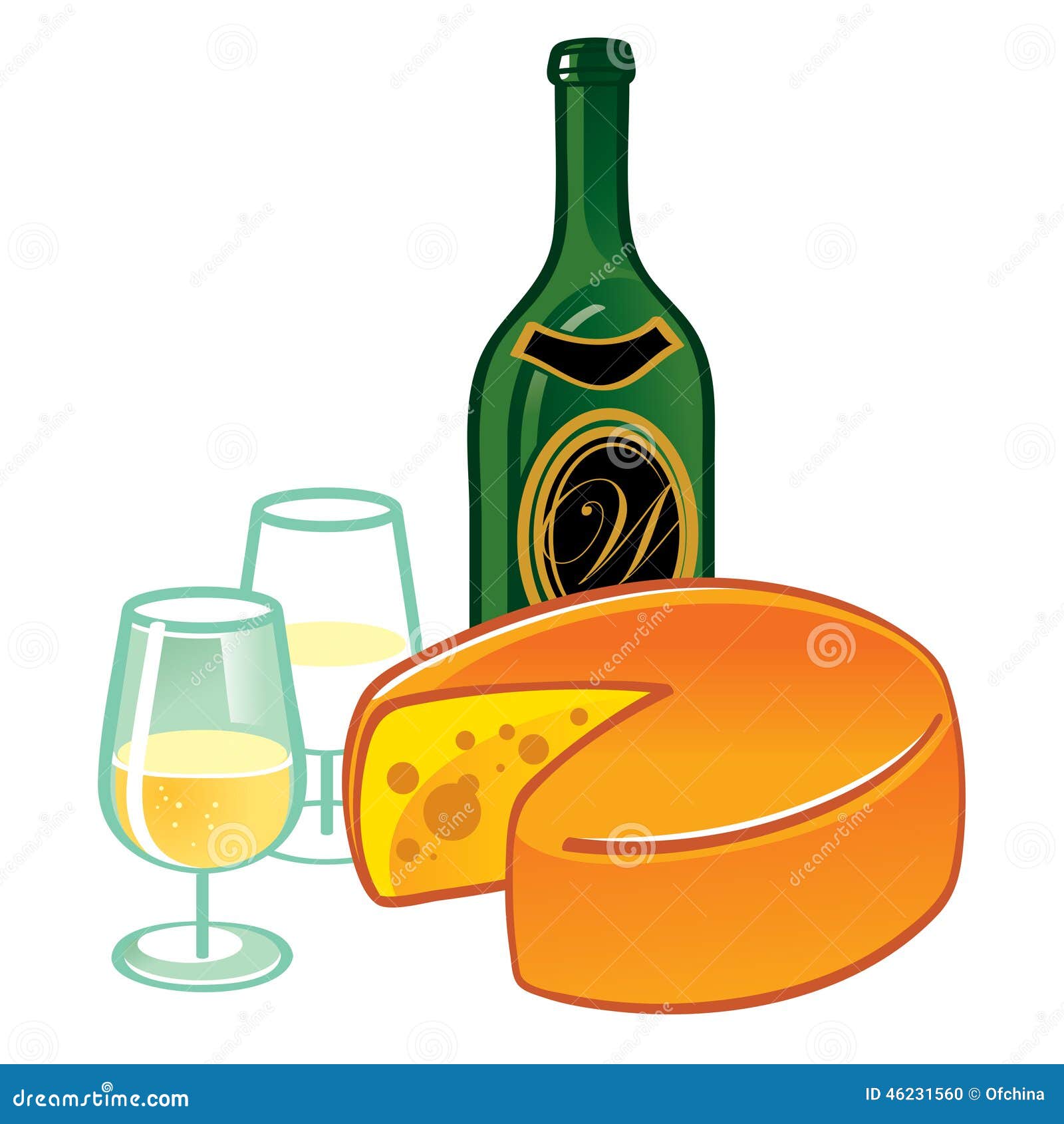 Cheese and Wine stock vector. Illustration of fresh, glass 46231560