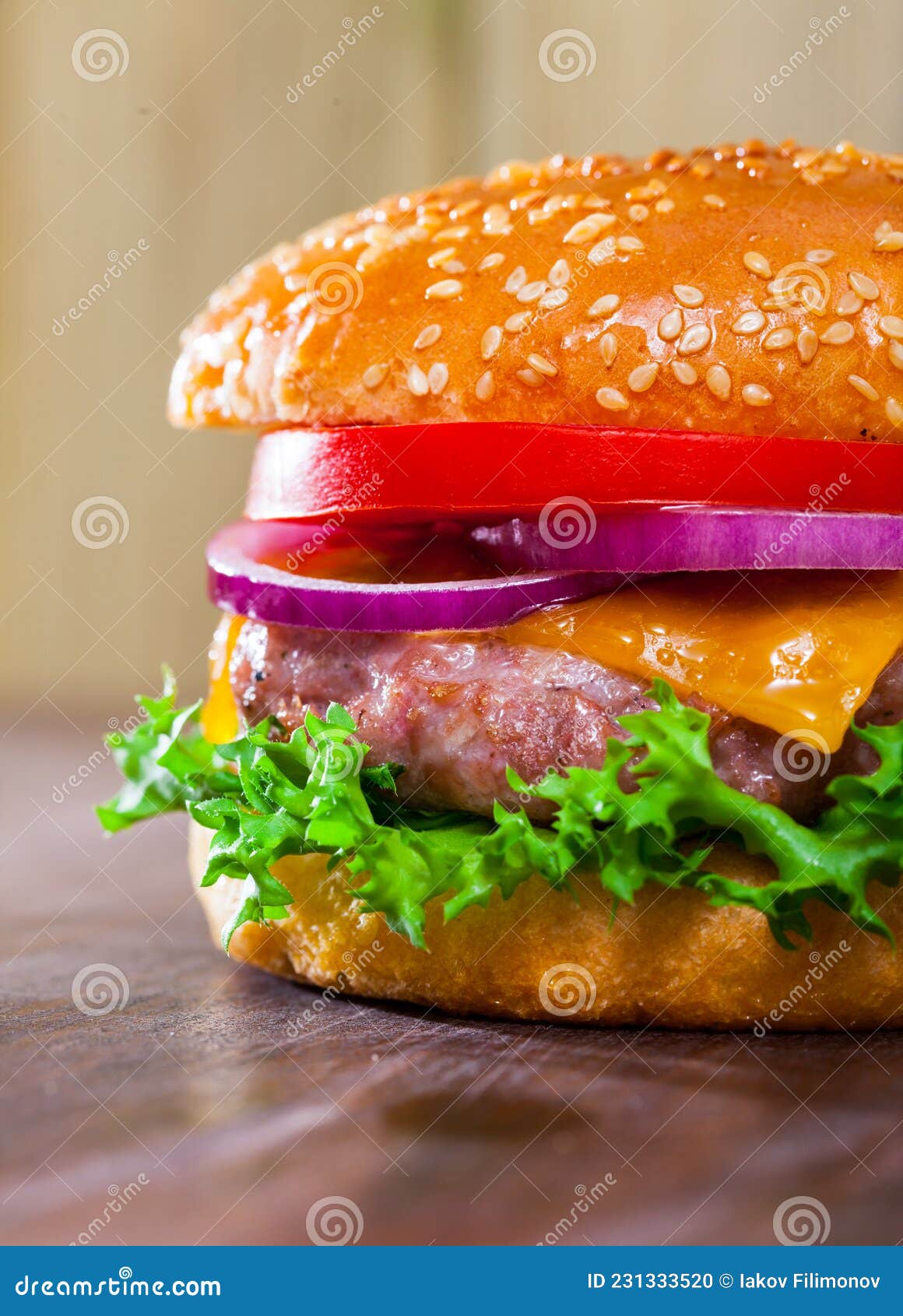 Cheeseburger with Beef Patty Stock Photo Image of tomatoes