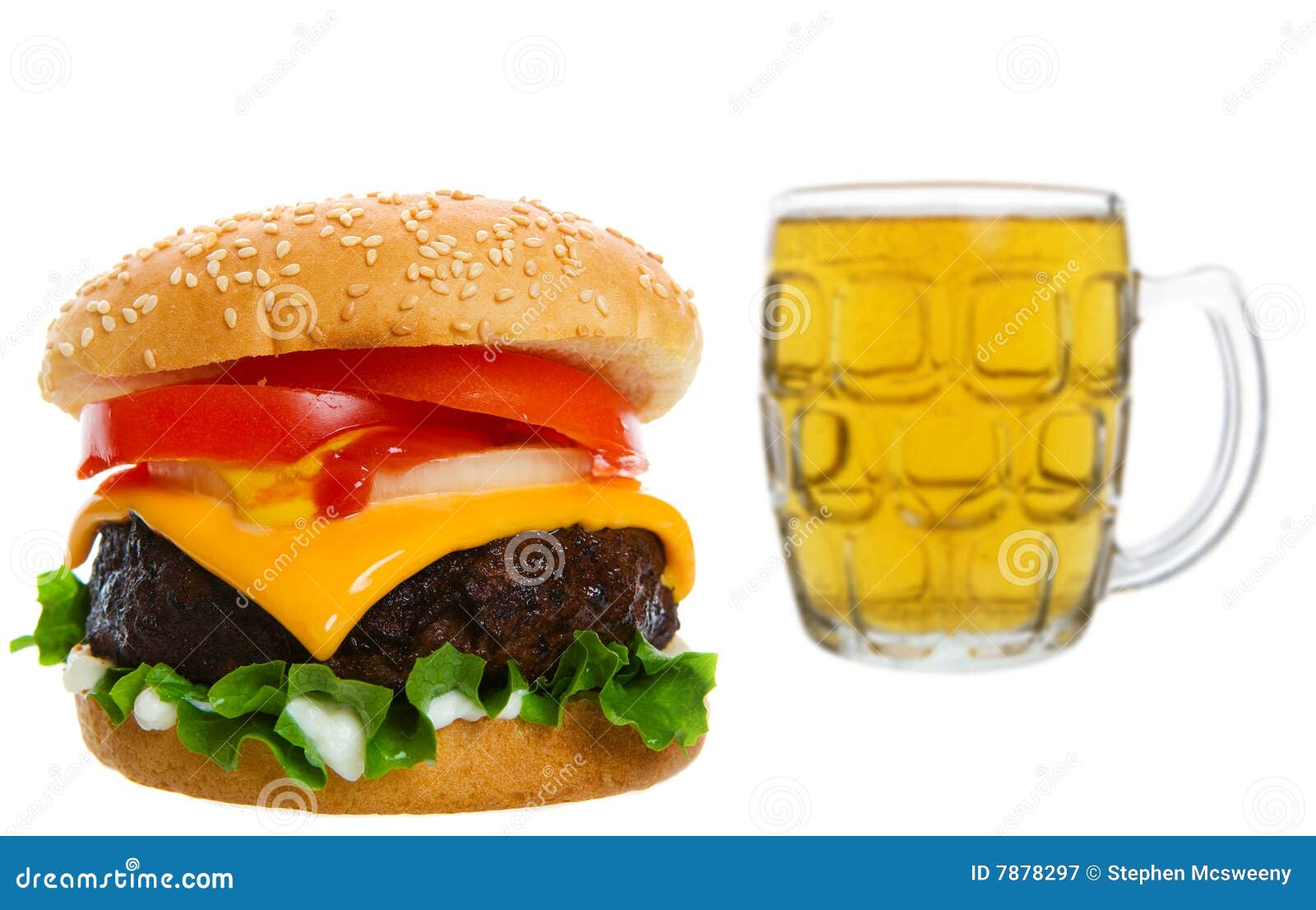Cheeseburger with beer stock image. Image of beer, colorful 7878297