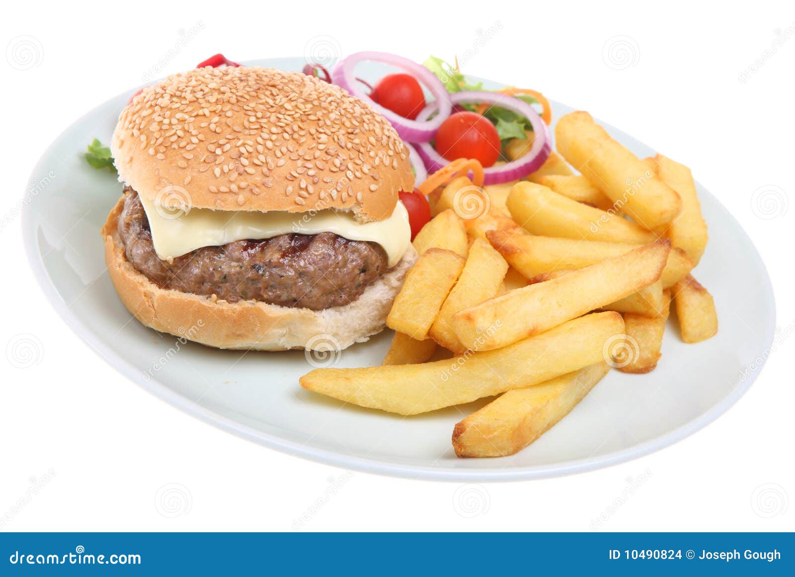 Cheeseburger & Chips stock photo. Image of closeup, cheese 10490824