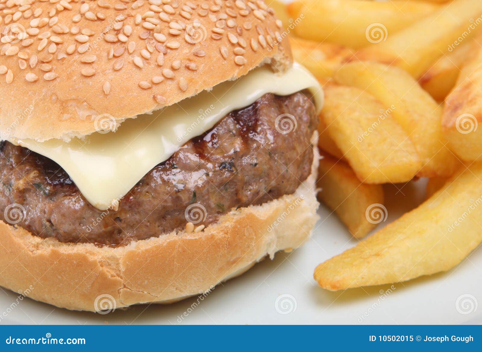 Cheeseburger & Chips stock image. Image of seeds 10502015