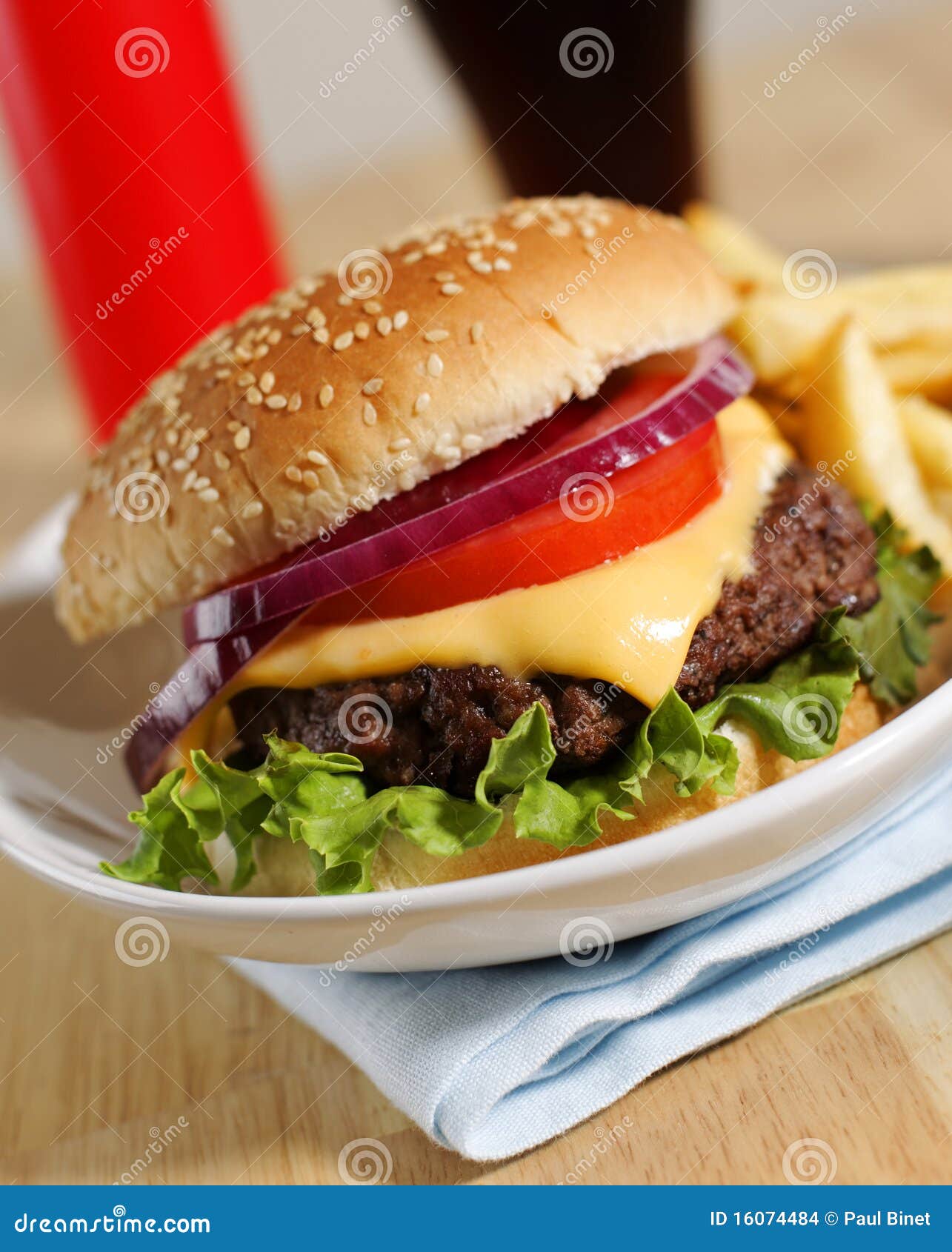 Cheeseburger dinner stock photo. Image of diet, beef 16074484