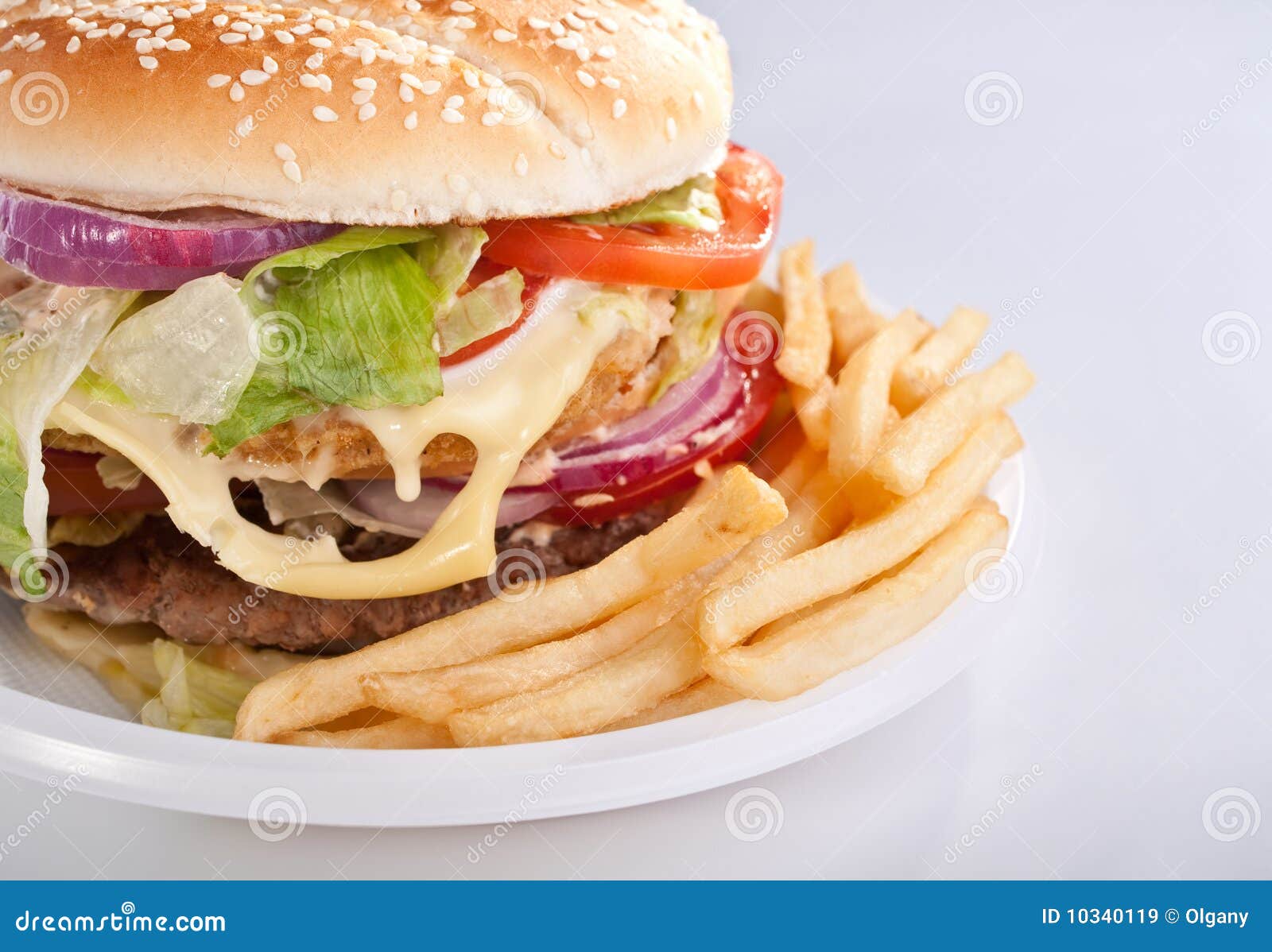 Cheeseburger with fries stock image. Image of chips, cheddar 10340119