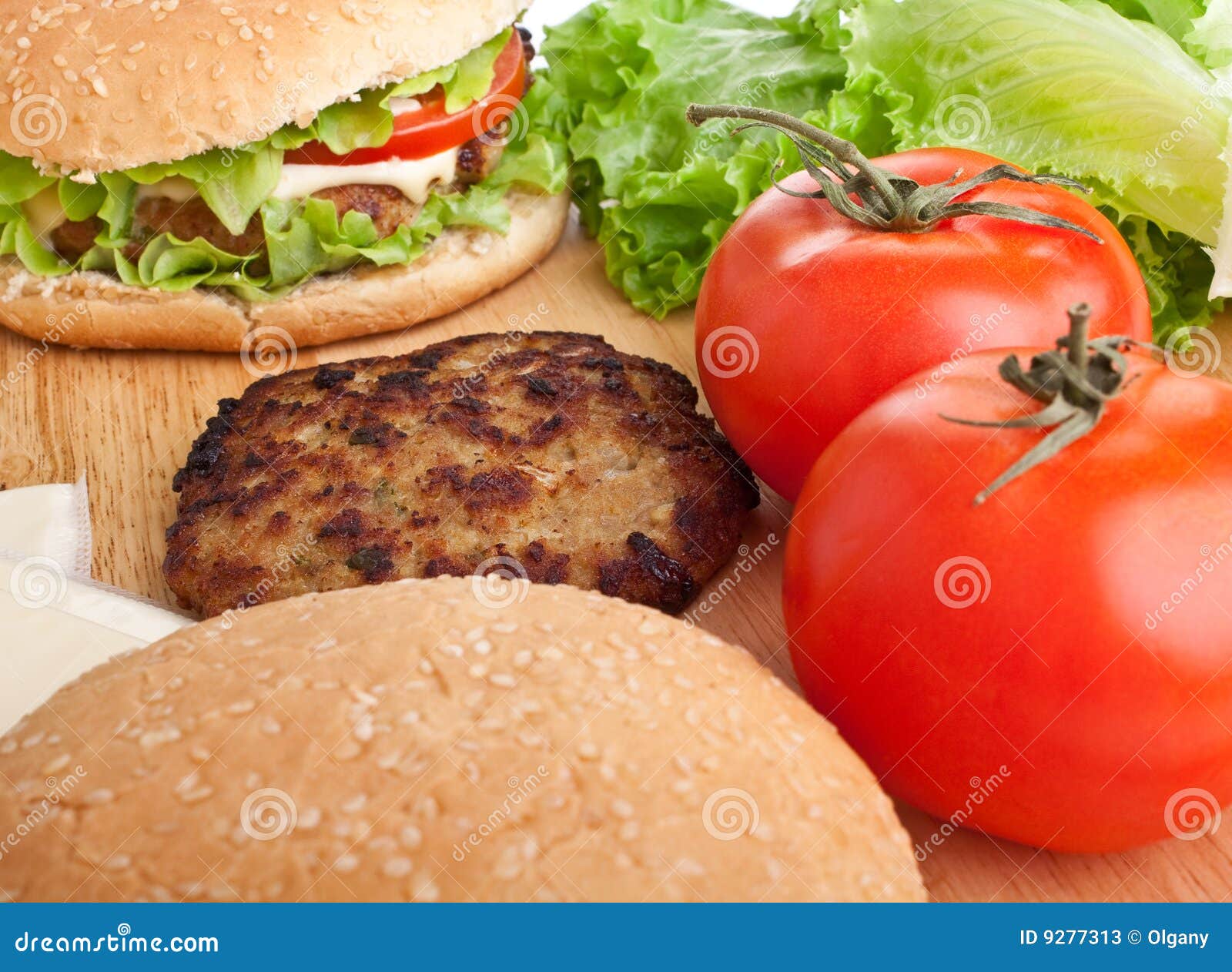 Cheeseburger and Ingredients Stock Image Image of meal, melted 9277313