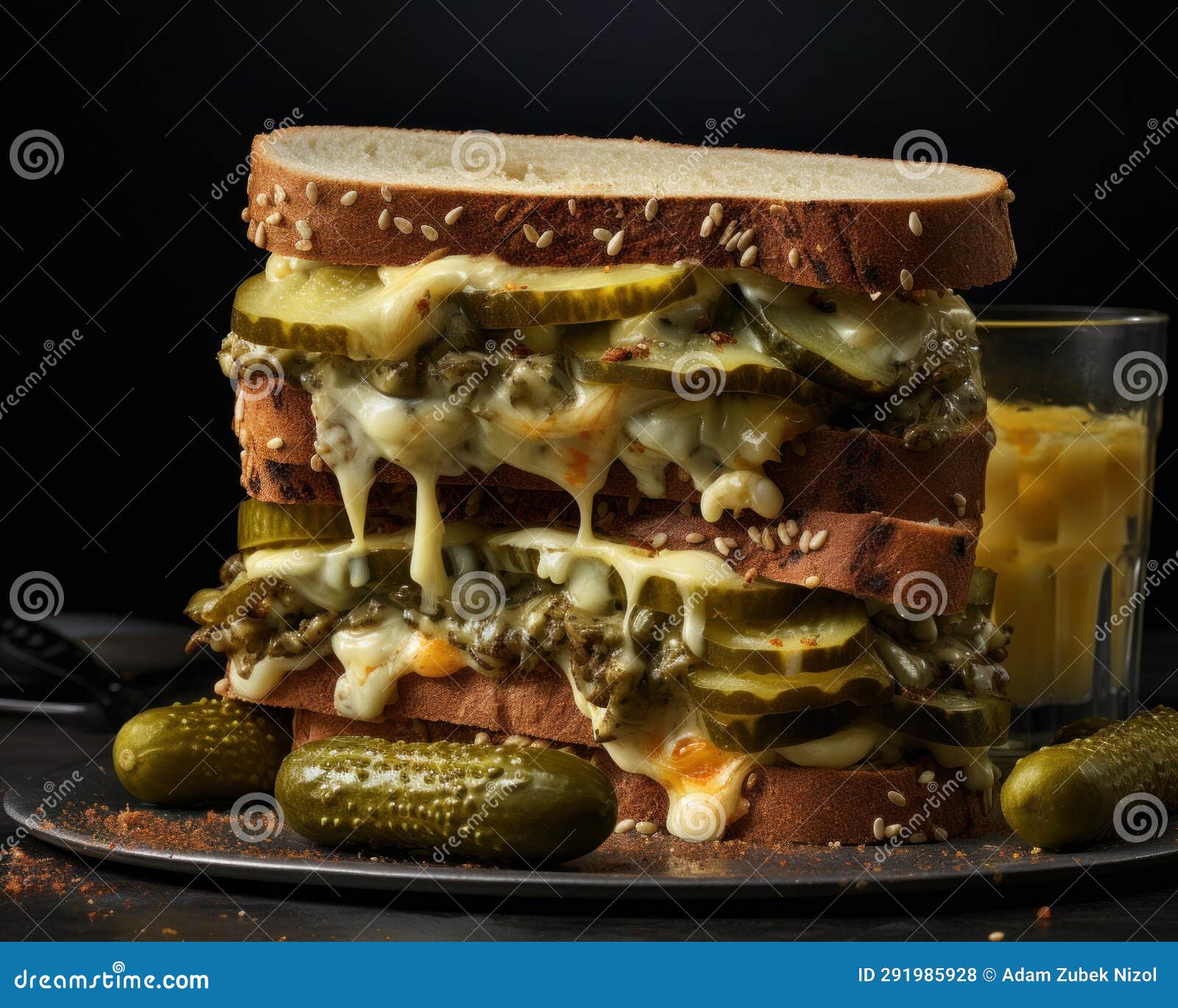 A Cheeseburger with Pickles Stock Illustration Illustration of