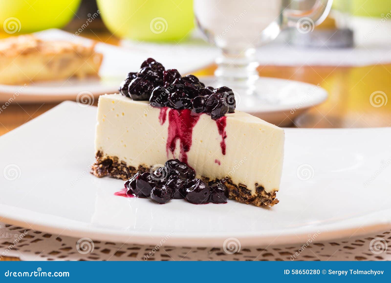 Cheesecake with Blueberry Jam Stock Photo Image of cheesecake, saucer 58650280