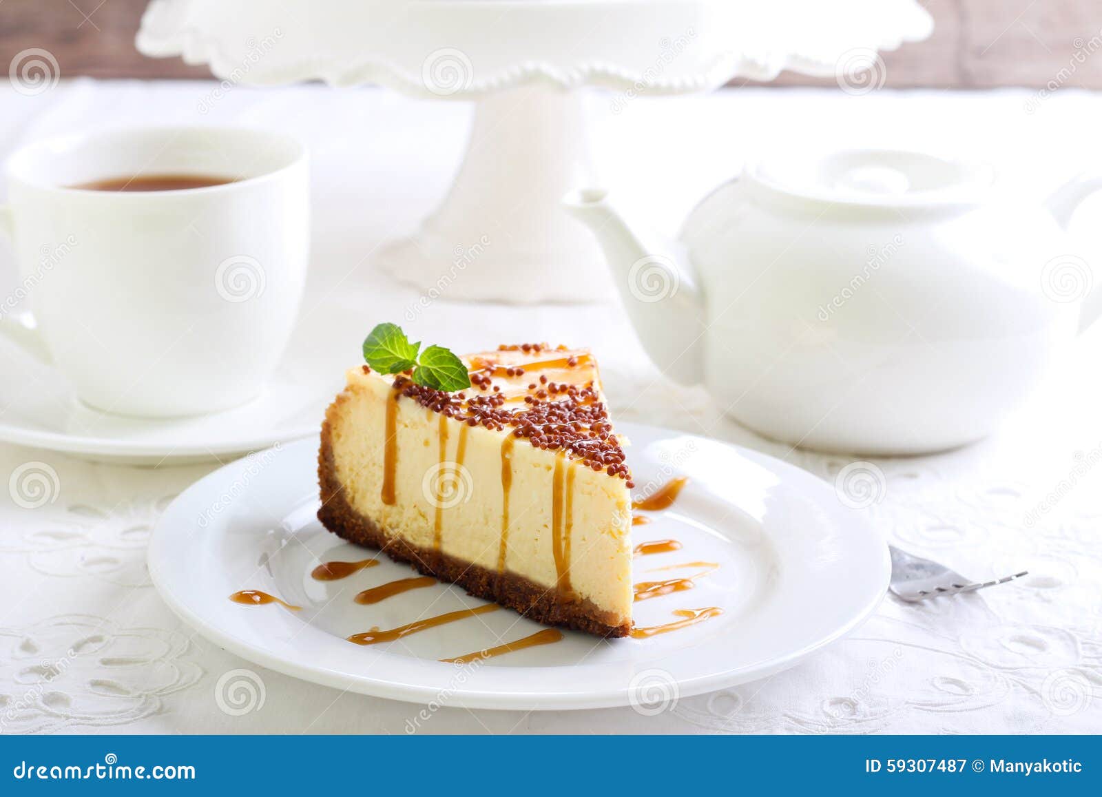 Cheesecake with Caramel Drizzle, Stock Image Image of cake, breakfast