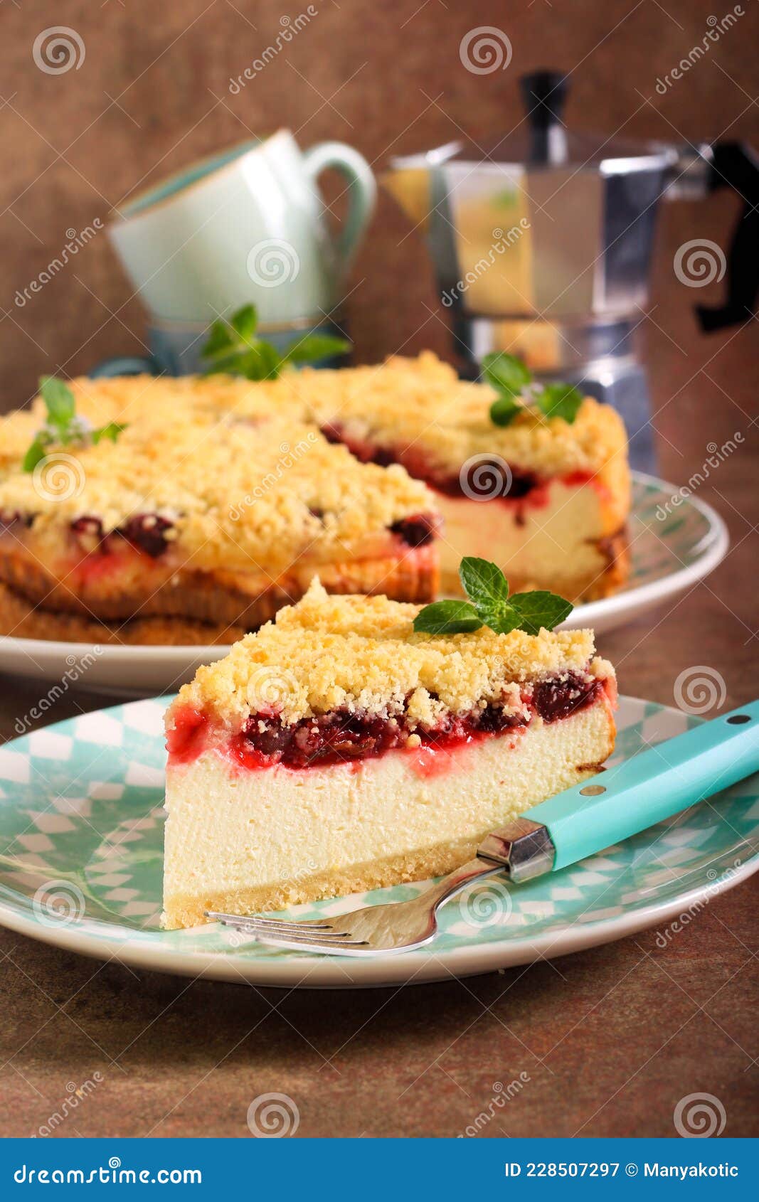 Cheesecake with Cherry Layer Stock Image Image of slice, brunch