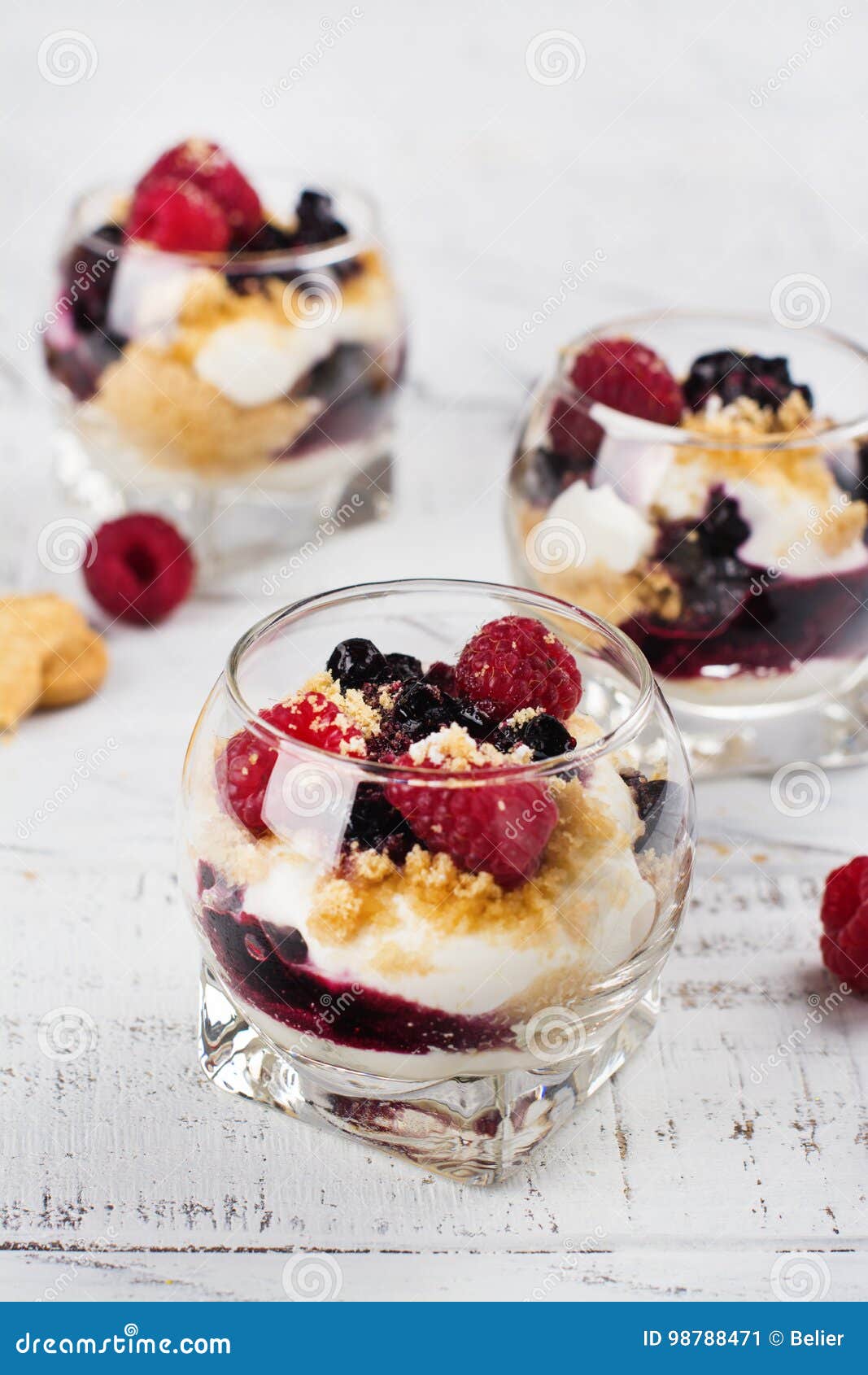 Cheesecake In Glass Jars With Berries Stock Image - Image of homemade ...