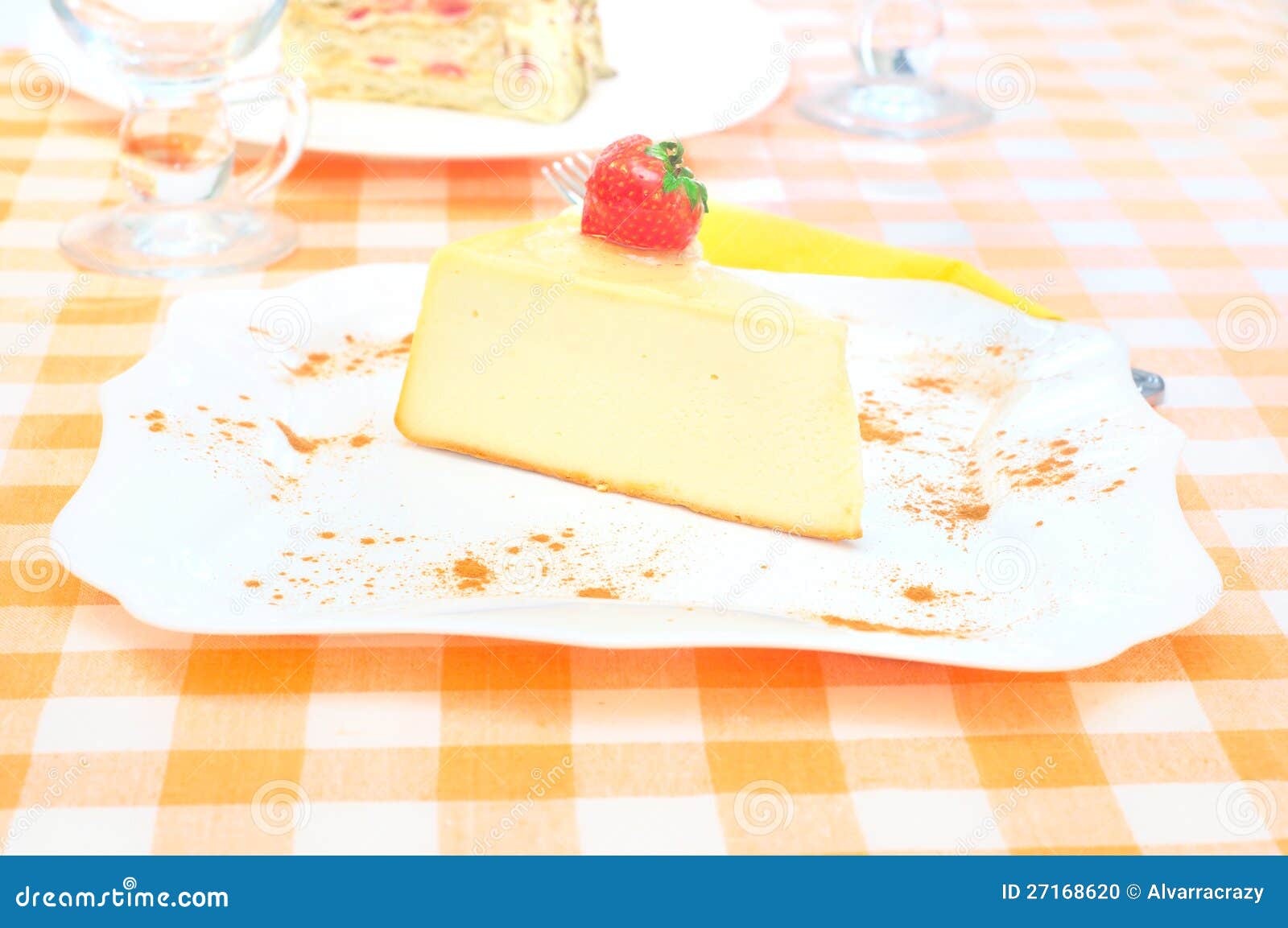 Cheesecake on the plate stock photo. Image of cream, closeup 27168620