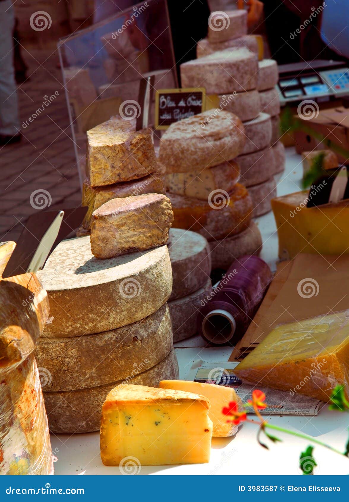 Cheeses on the market stock image. Image of sale, sell 3983587