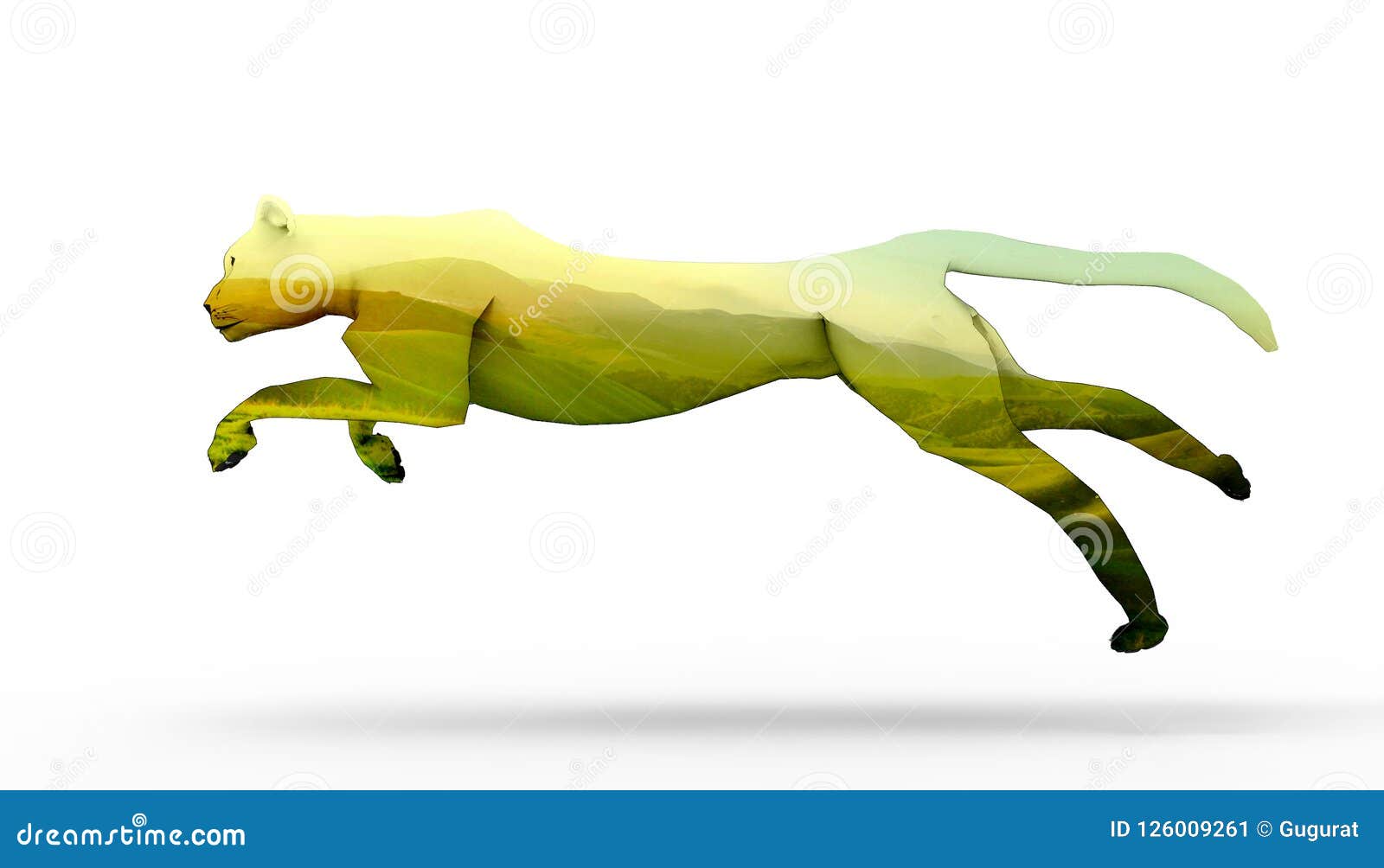 Cheetah and Beautiful Meadow Concept Art Stock Illustration