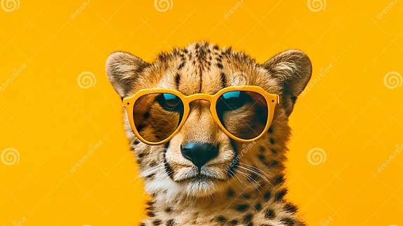 Generative AI, Sleek Cheetah in Sunglasses: a Stylish Encounter Stock ...