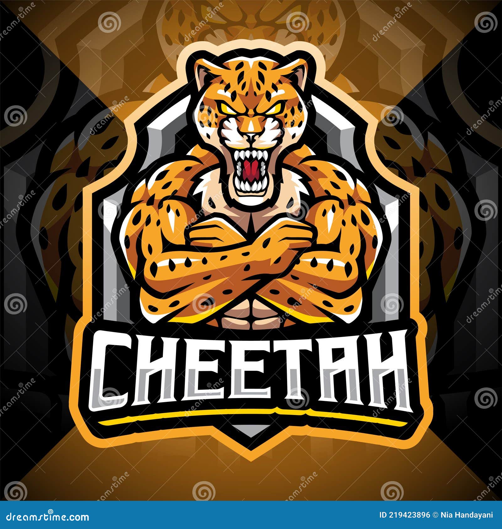 Cheetah Esport Mascot Logo Design Stock Vector Illustration of club