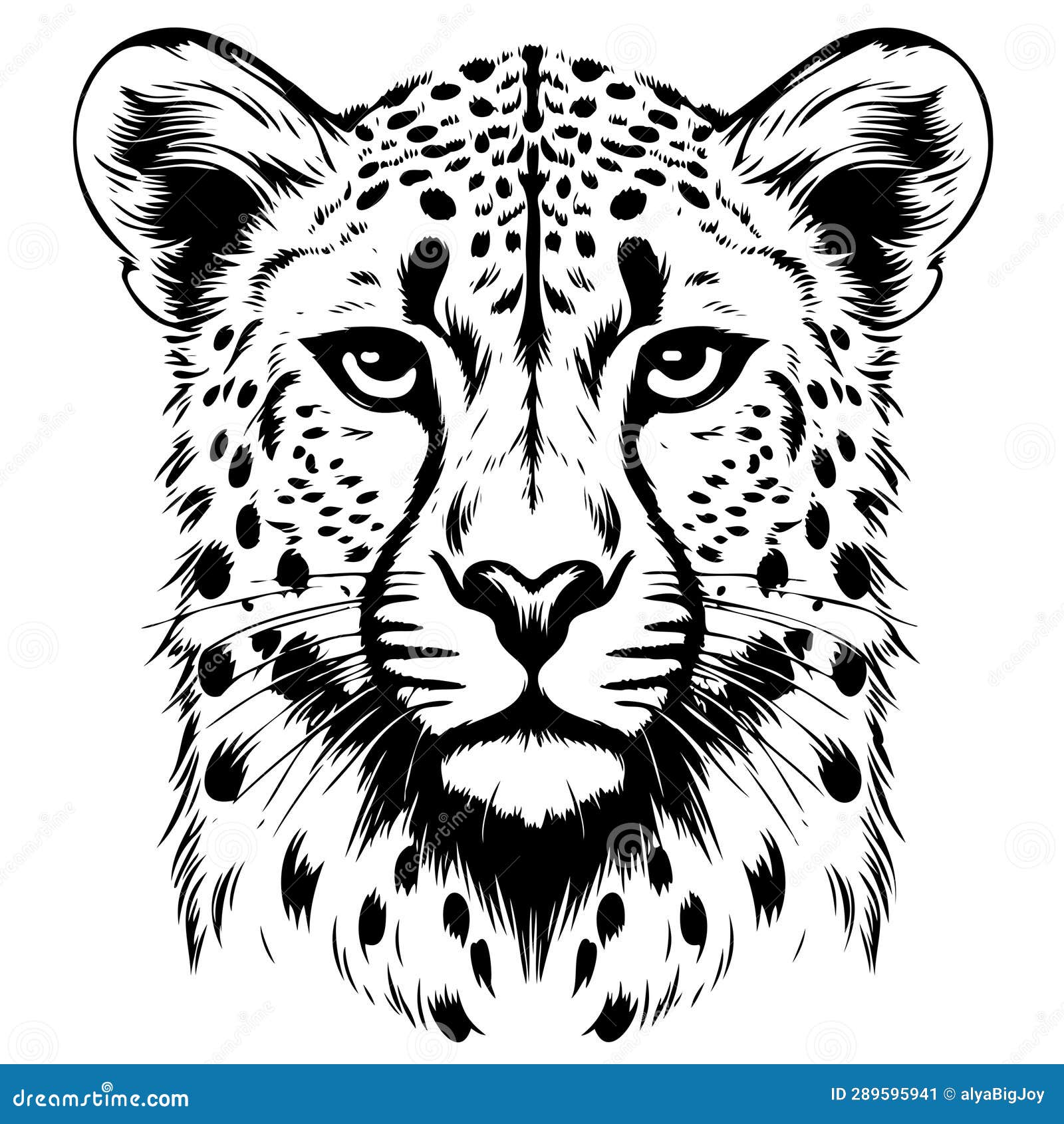 cheetah head sketch hand drawn graphic safari animals  