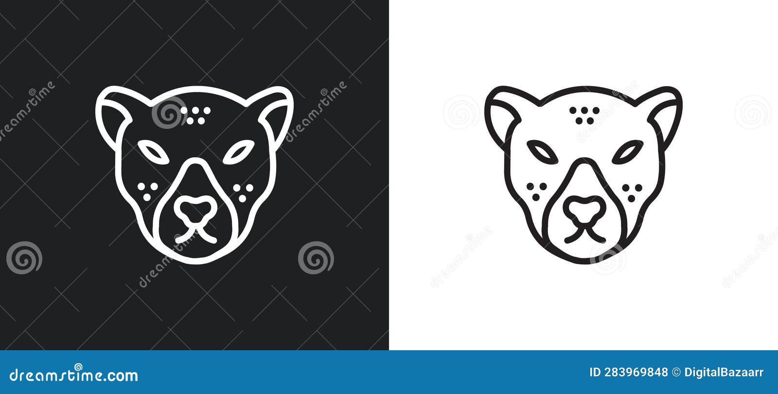 cheetah outline icon in white and black colors. cheetah flat  icon from animals collection for web, mobile apps and ui