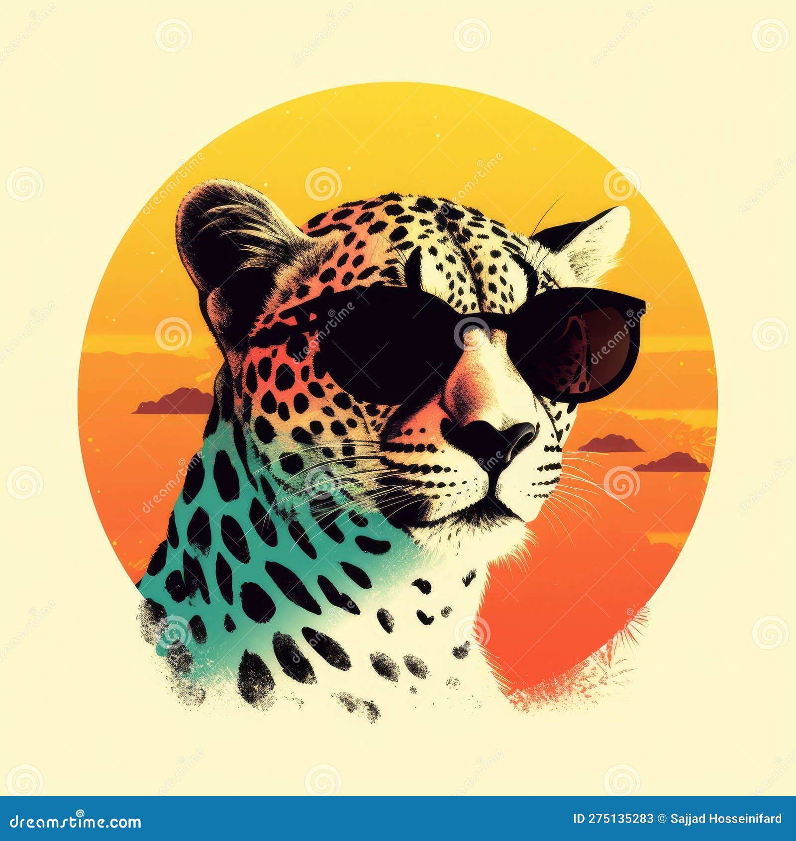 Cheetah in Sunglasses stock illustration. Illustration of hand - 275135283