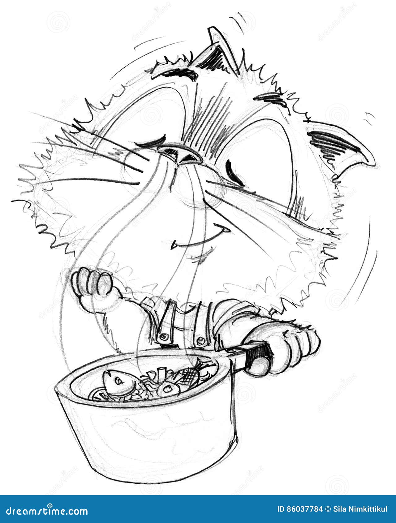 Chef Cat Fish Sea Food Cooking in Pot Smell is Very Good Stock Illustration  - Illustration of head, fish: 86037784