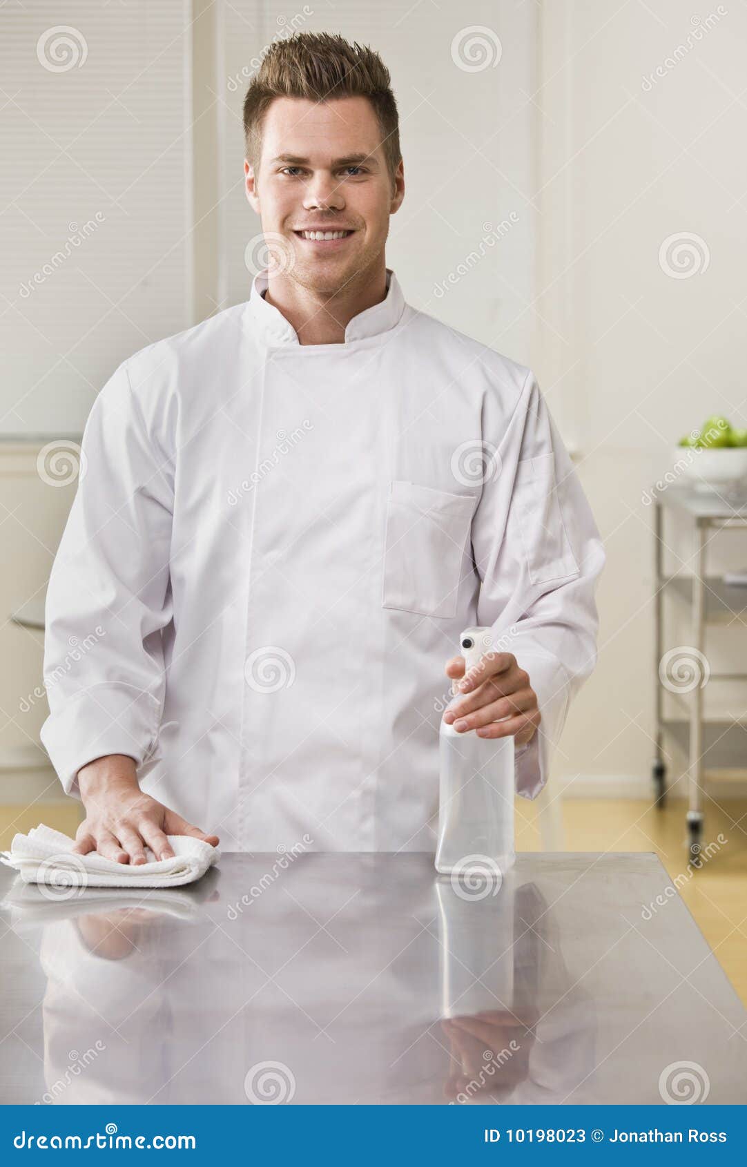 Chef Cleaning Counter stock image. Image of cook, caucasian 10198023
