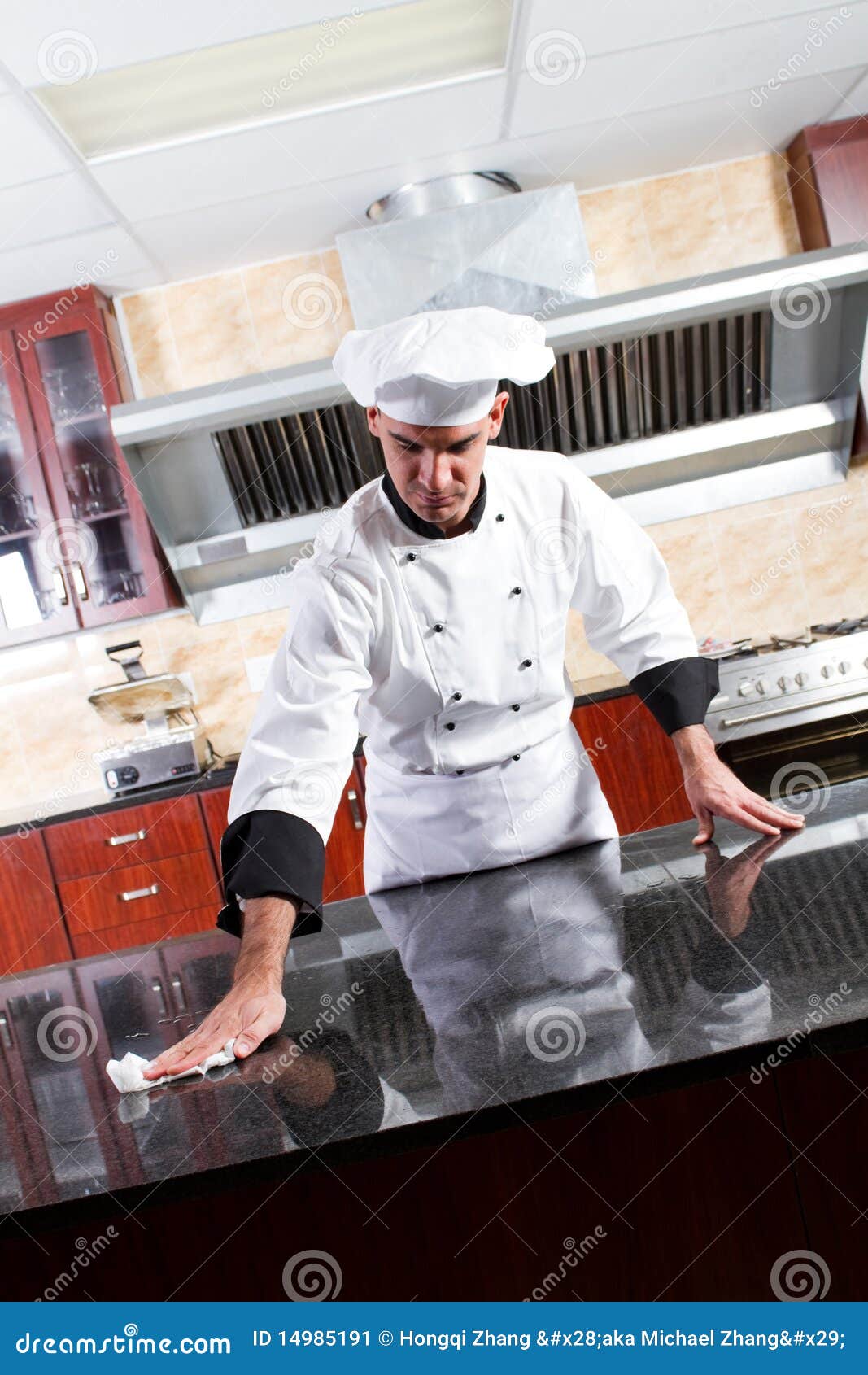 Chef cleaning kitchen stock image. Image of aged, concentrate 14985191