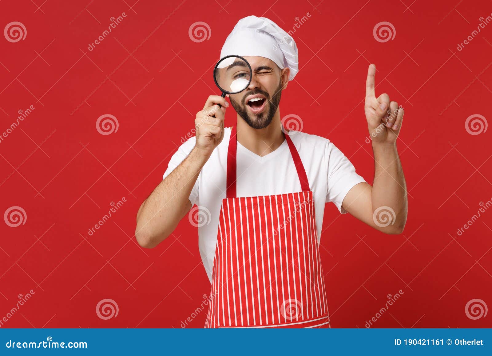 Download Chef Cook Or Baker Man In Striped Apron White T-shirt ...