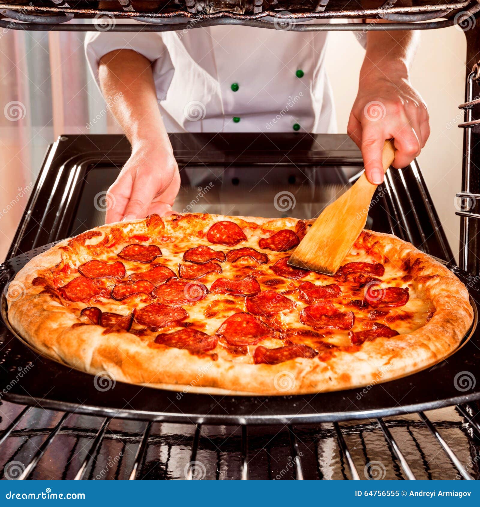 Chef Cooking Pizza in the Oven. Stock Image Image of cook, cheese