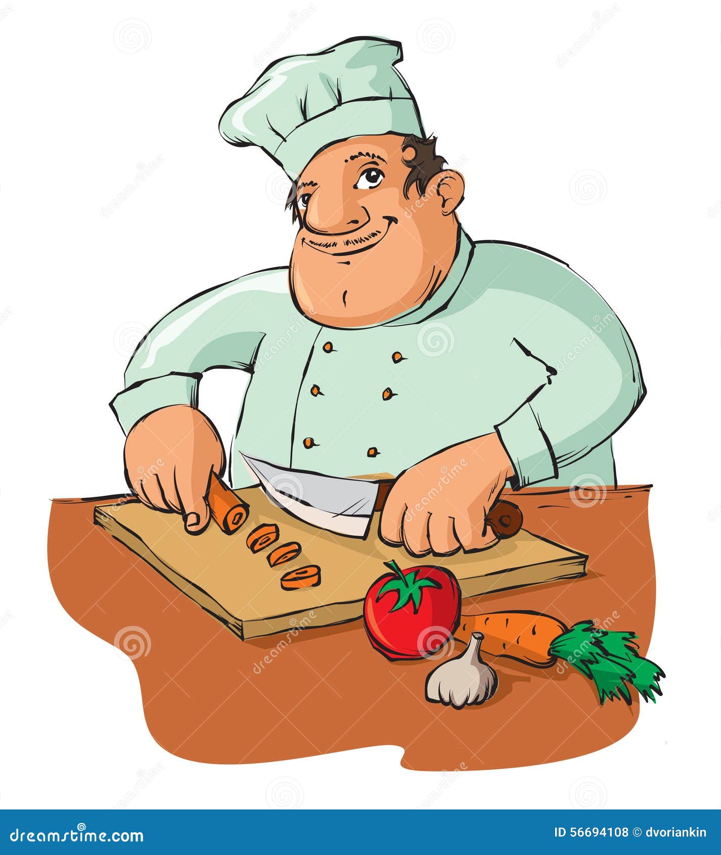 Chef cutting vegetables stock vector. Illustration of cutting - 56694108