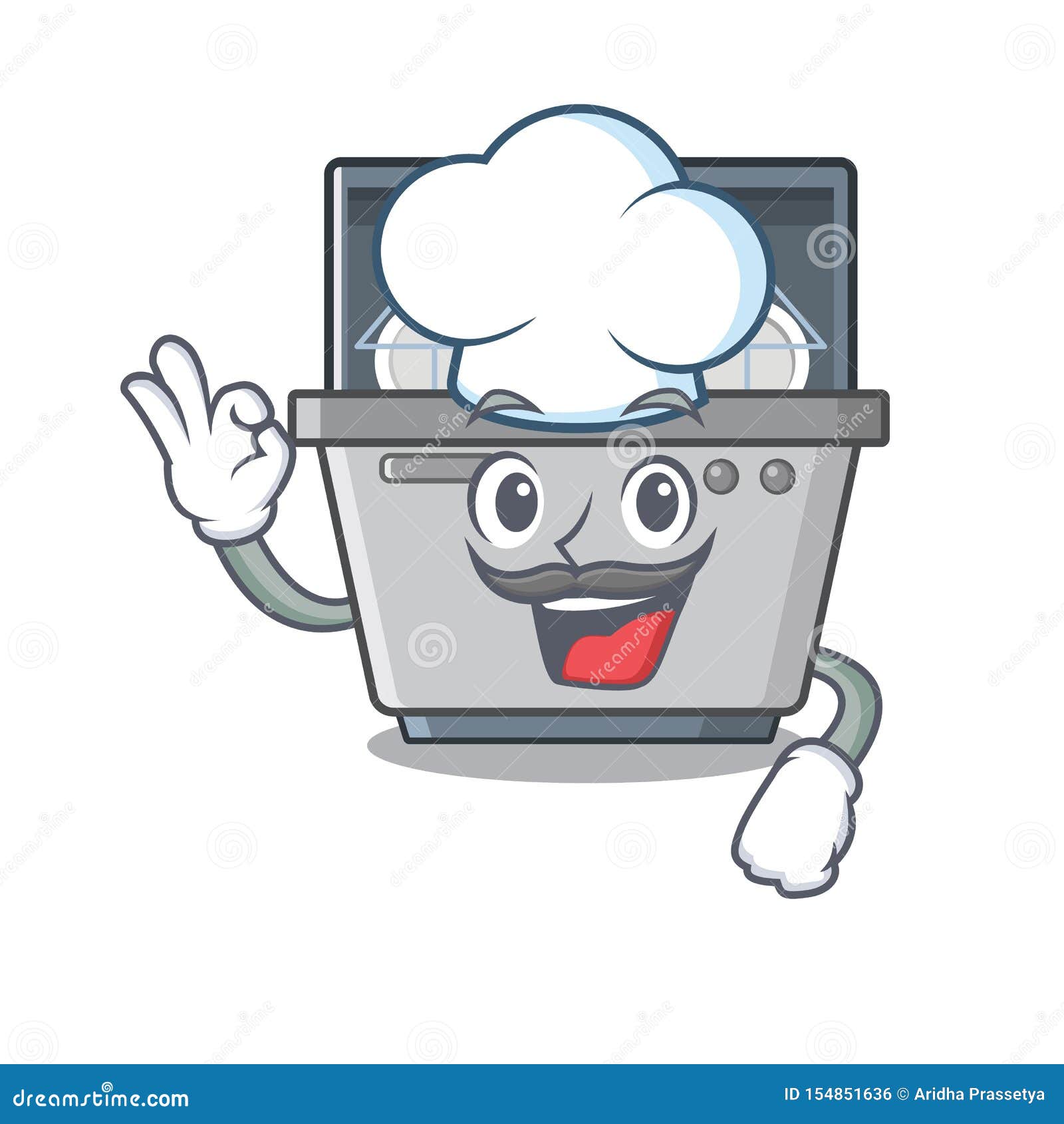 Chef Dishwasher Machine Isolated in the Cartoon Stock Vector