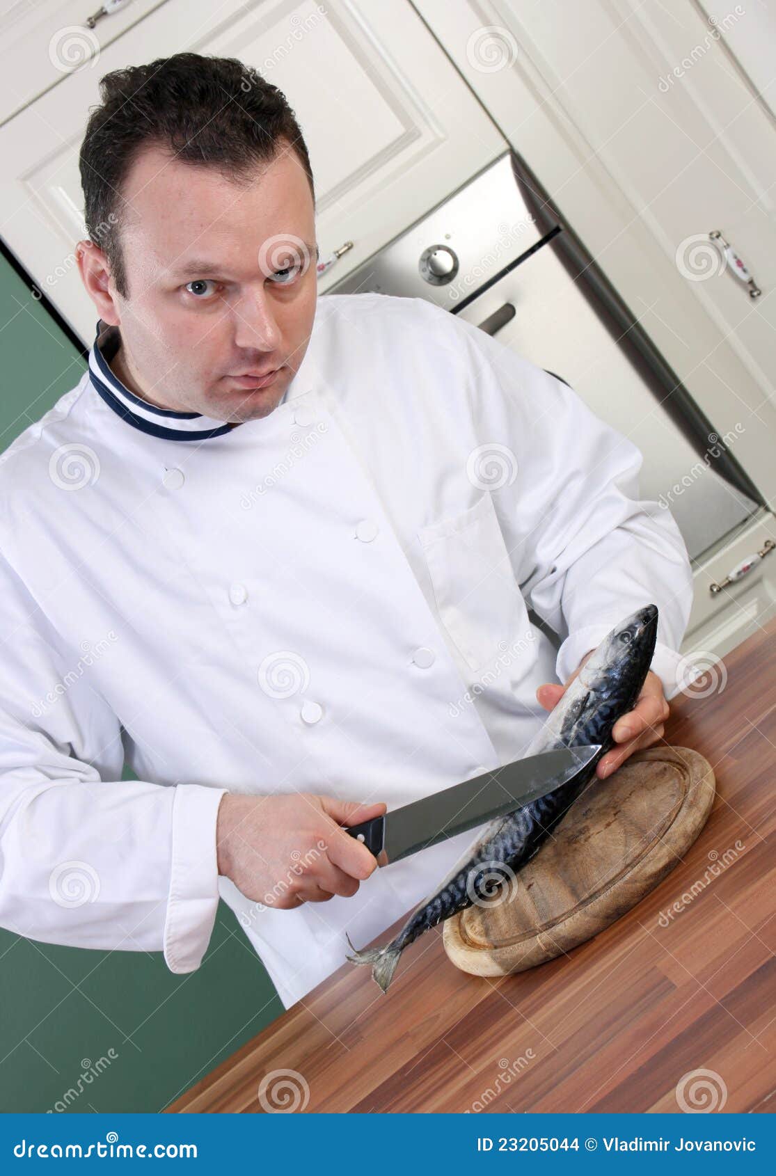 Chef and fish stock photo. Image of culinary, knife, profession 23205044