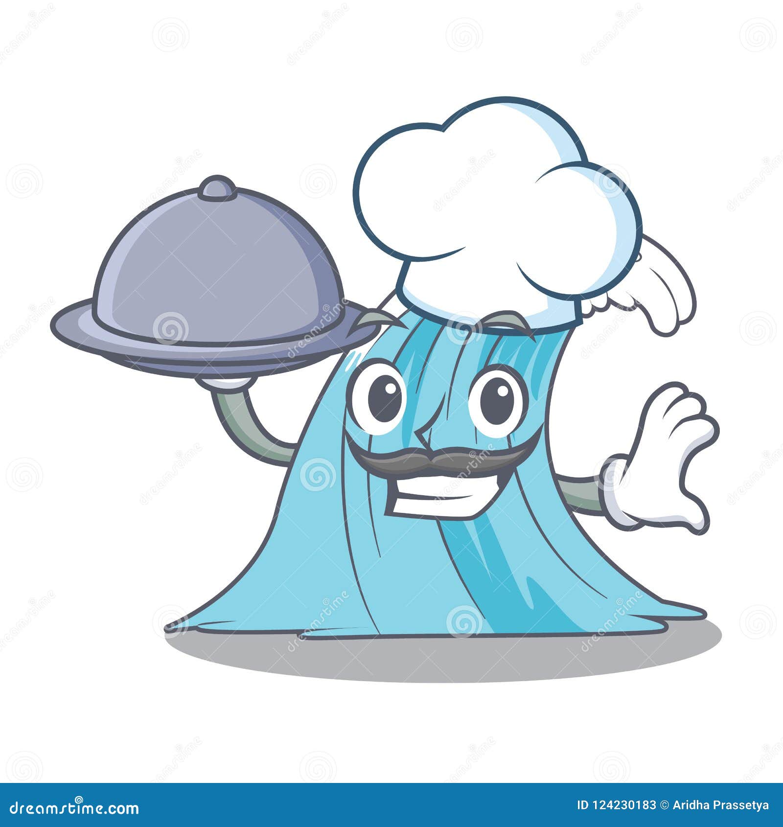 Chef with Food Cartoon Blue Wave Surf Stock Vector - Illustration of ...