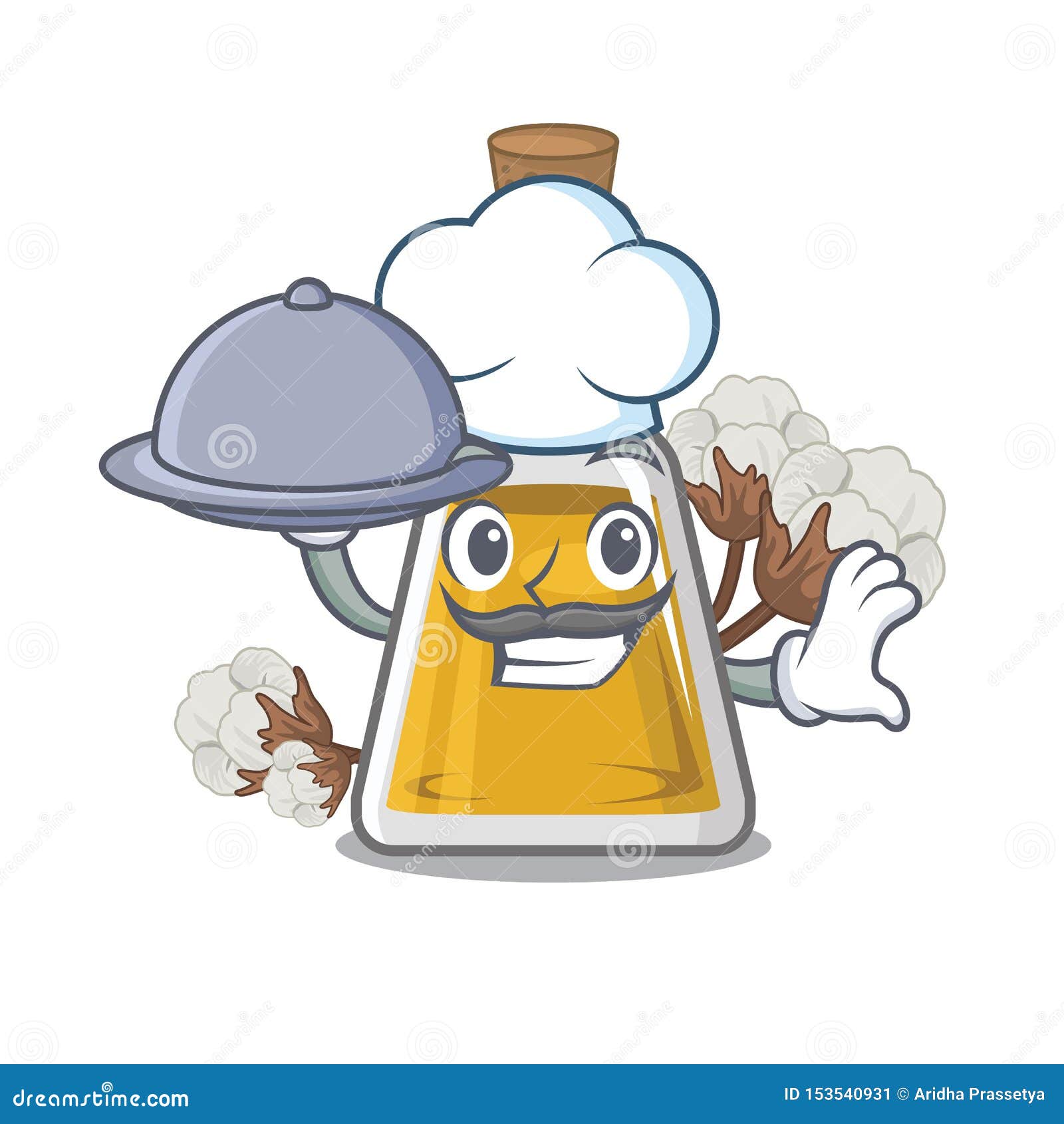 chef with food cottonseed oil in the cartoon 