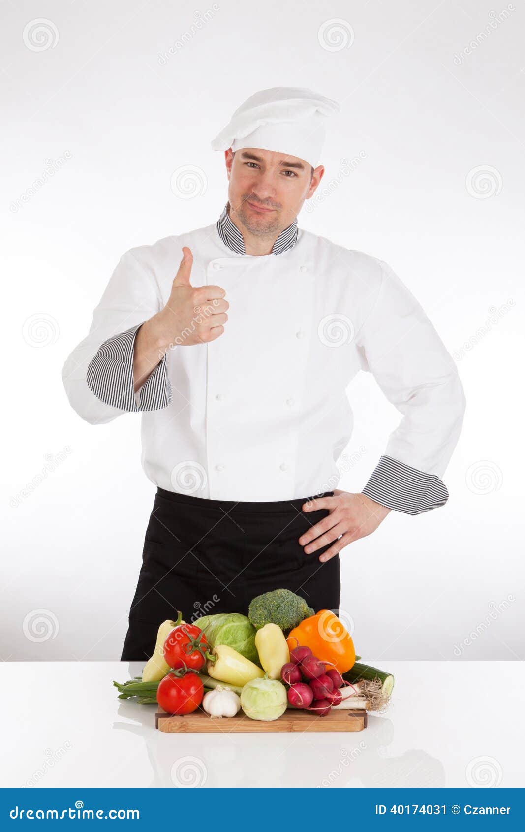 Chef and fresh vegetable stock image. Image of garlic 40174031