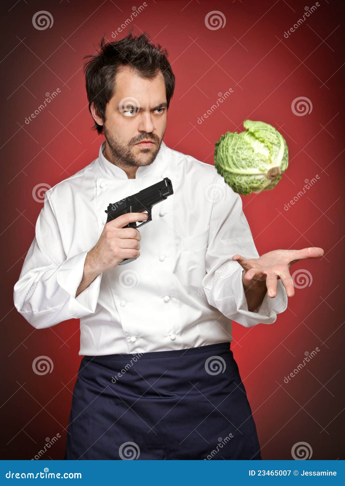 Chef with gun stock image. Image of point, catch, look 23465007