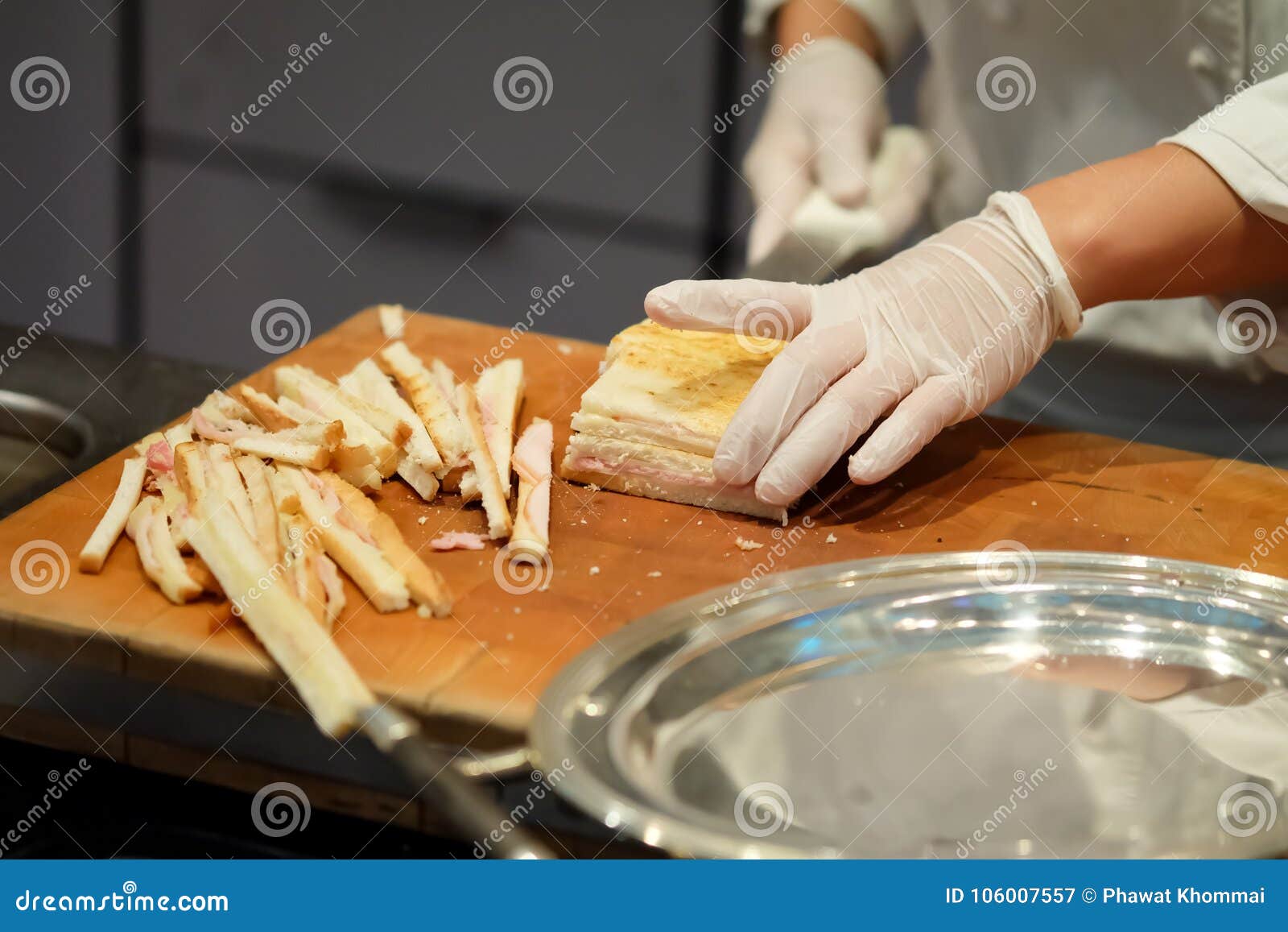 Hands are Making Ham Cheese Sandwiches Stock Image Image of cutting, chef 106007557