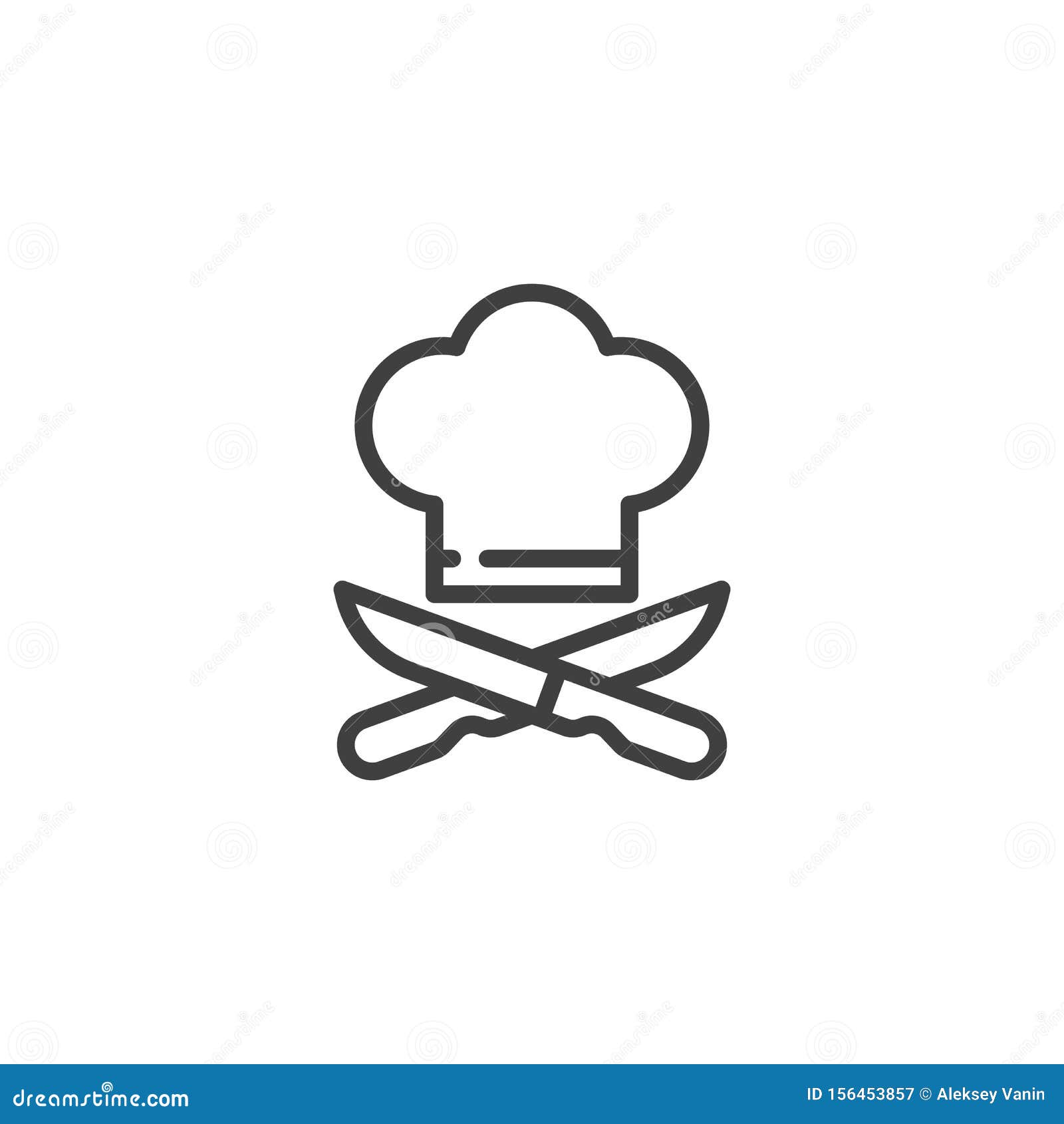 Chef Hat And Crossed Knives Line Icon Stock Vector - Illustration of