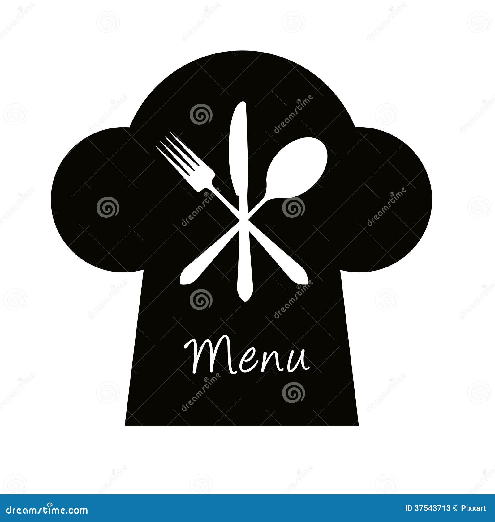 Chef Hat with Fork, Knife and Spoon Menu Concept Stock Vector