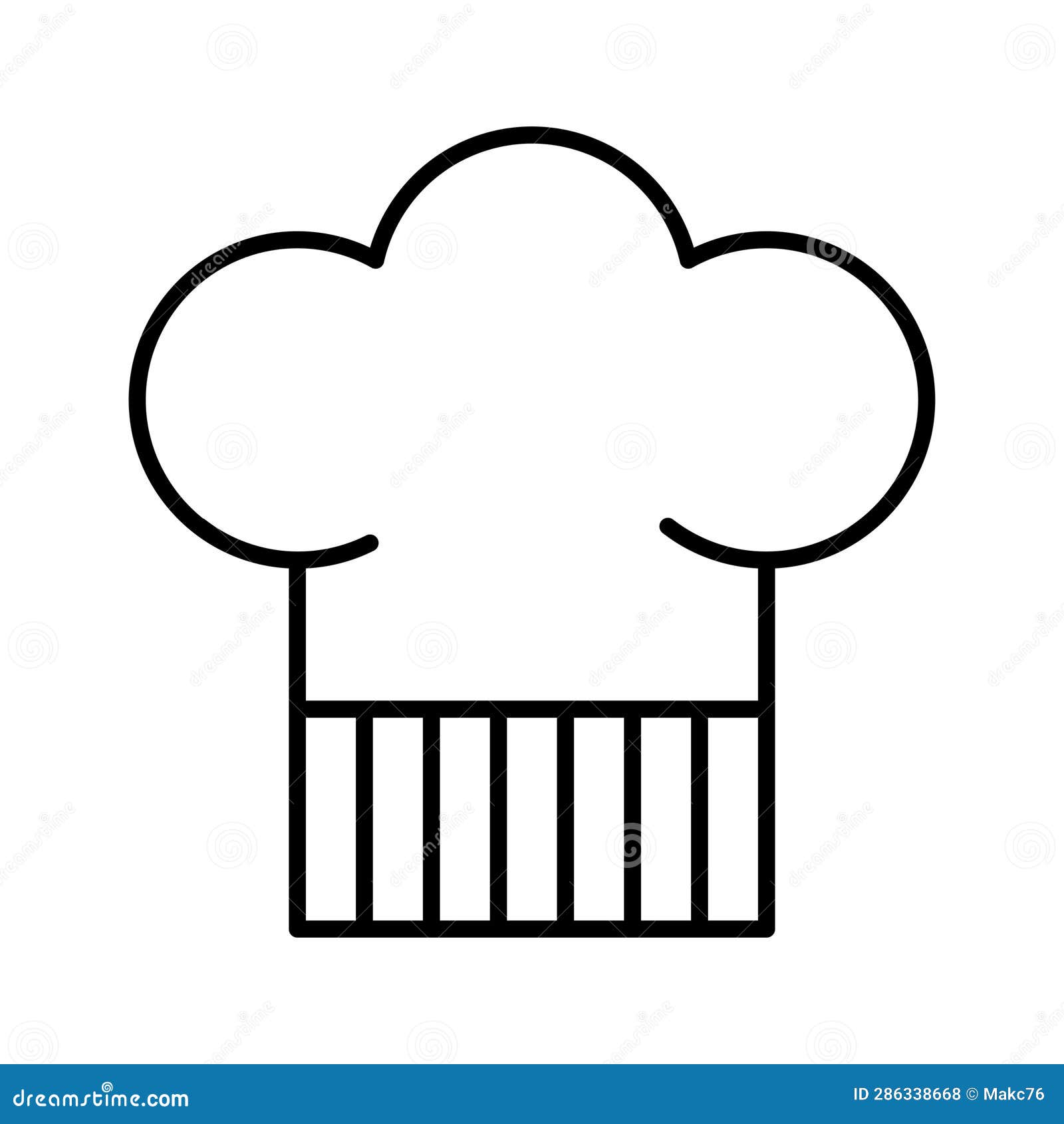 Chef Hat Icon. Kitchen Protective Garment Isolated on White Background