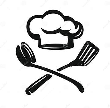 Chef Hat with Kitchen Utensils Stock Vector - Illustration of black ...