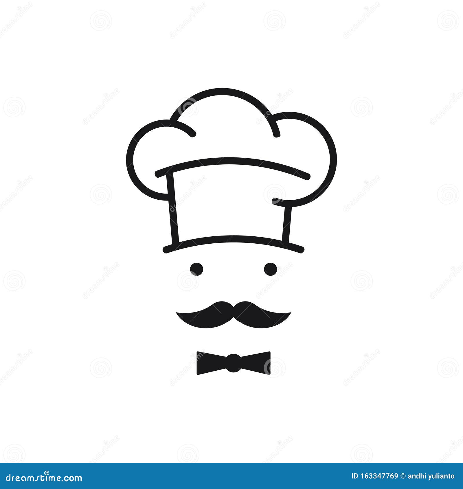 Chef Hat with Mustache Food Restaurant Vector Logo Design Stock