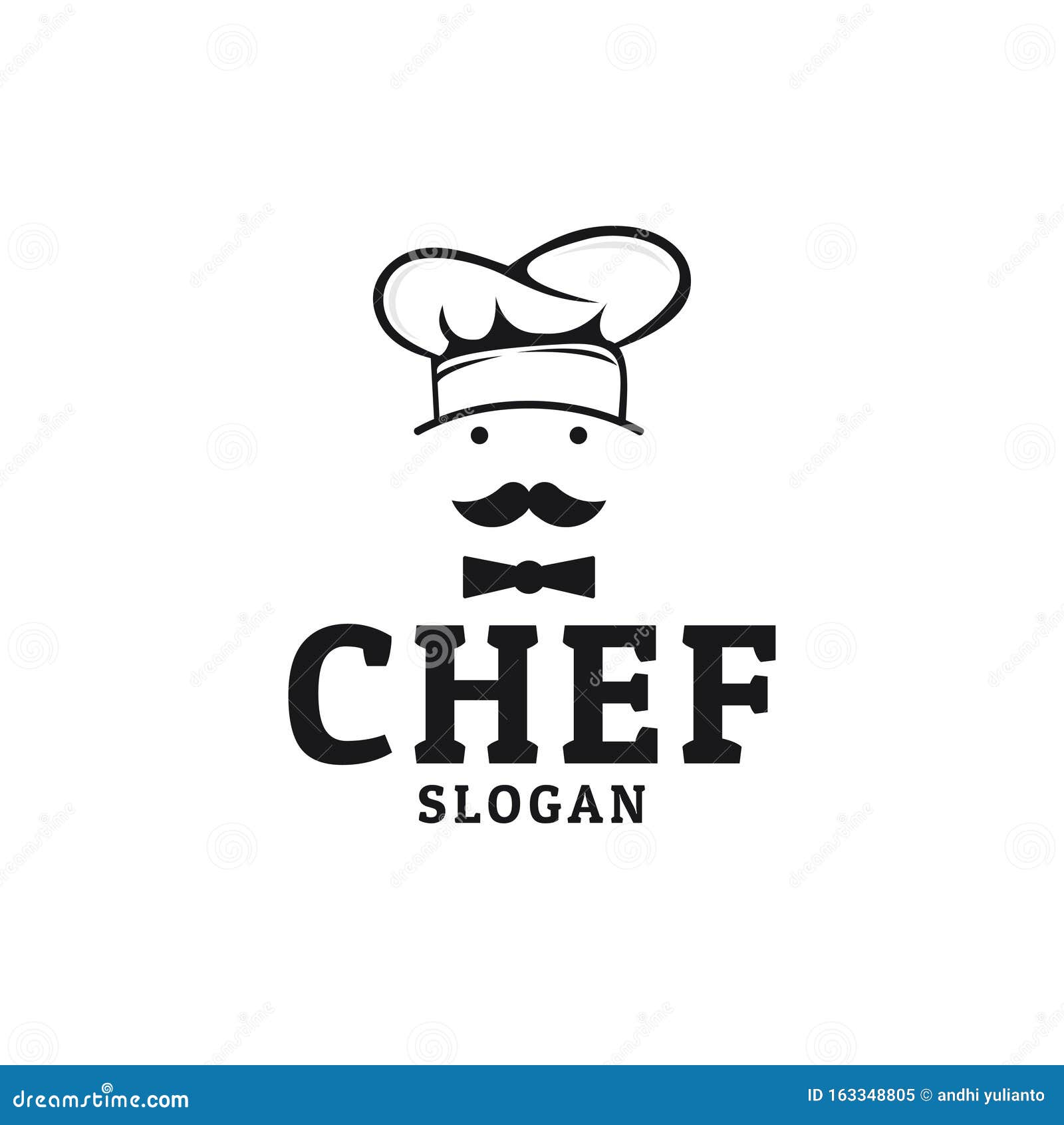 Chef Hat with Mustache Food Restaurant Vector Logo Design Stock